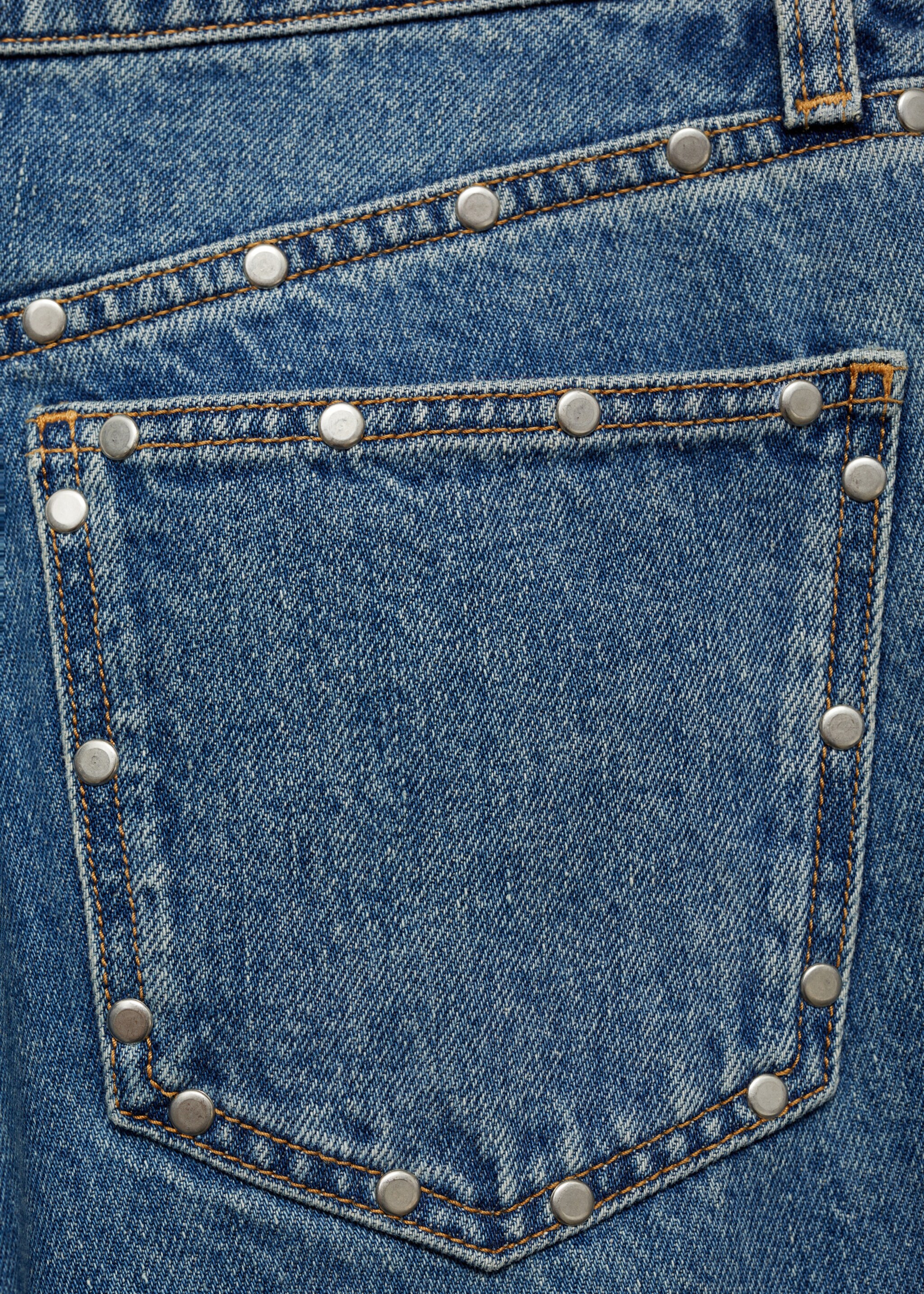 Straight-fit jeans with studs - Details of the article 0, Medium Blue. Ref: 77094072-00.