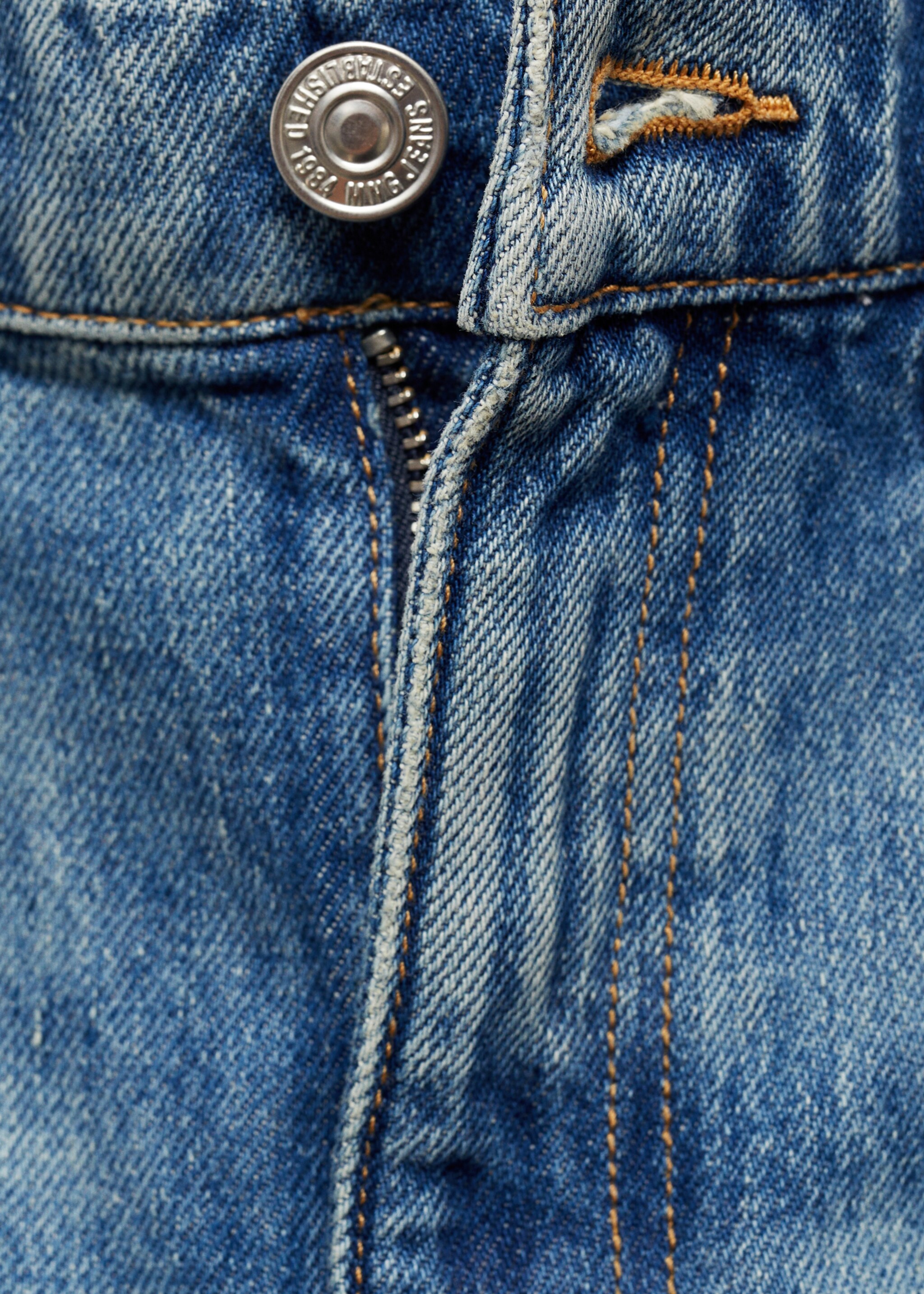Straight-fit jeans with studs - Details of the article 8, Medium Blue. Ref: 77094072-00.