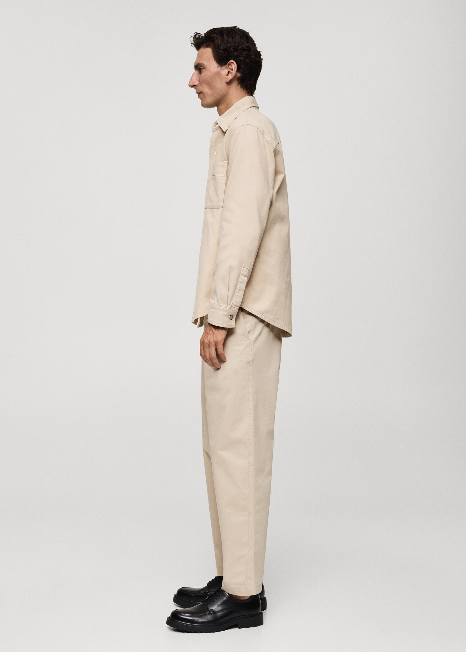 Regular fit pleated cotton trousers - Details of the article 2