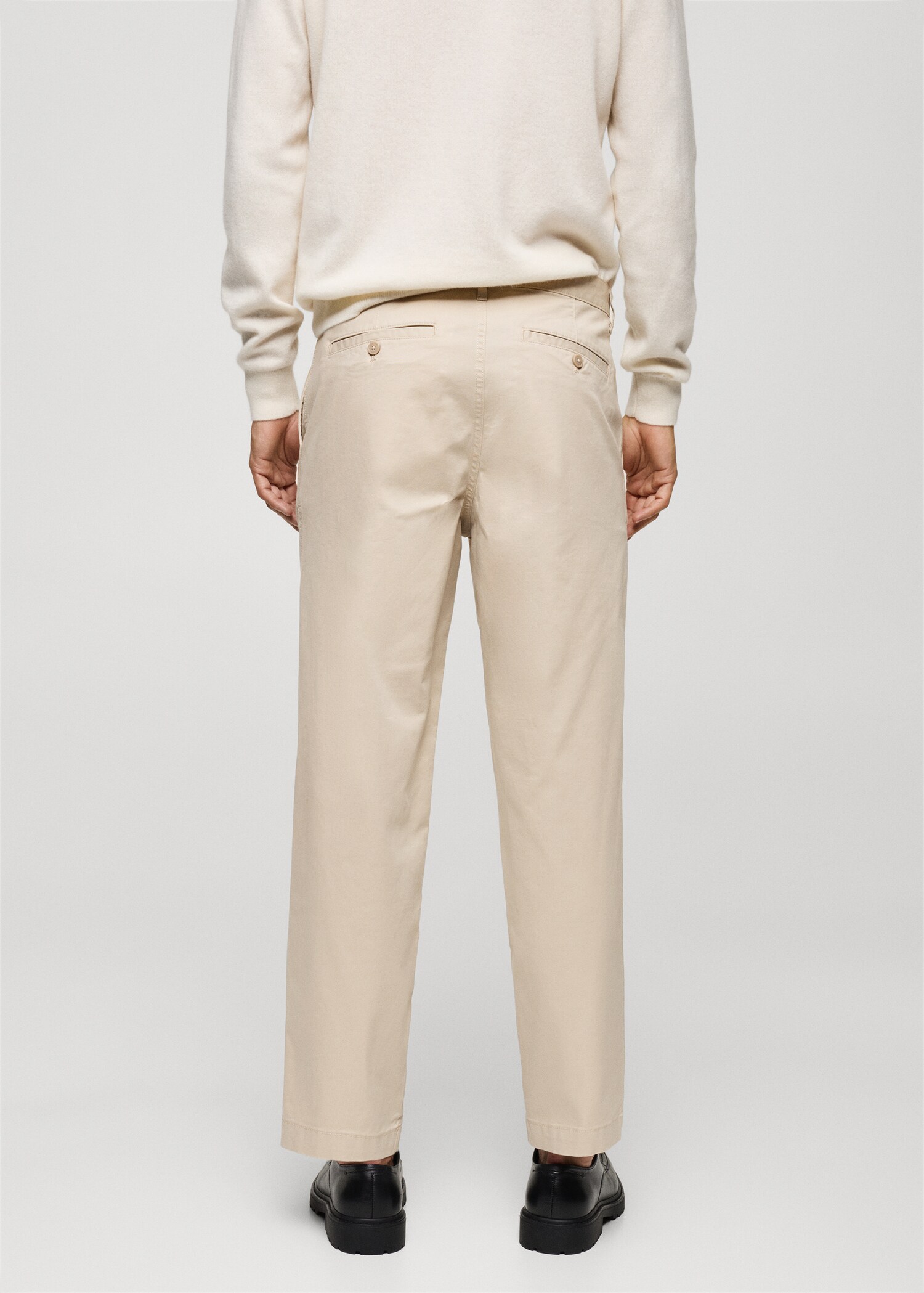 Regular fit pleated cotton trousers - Reverse of the article