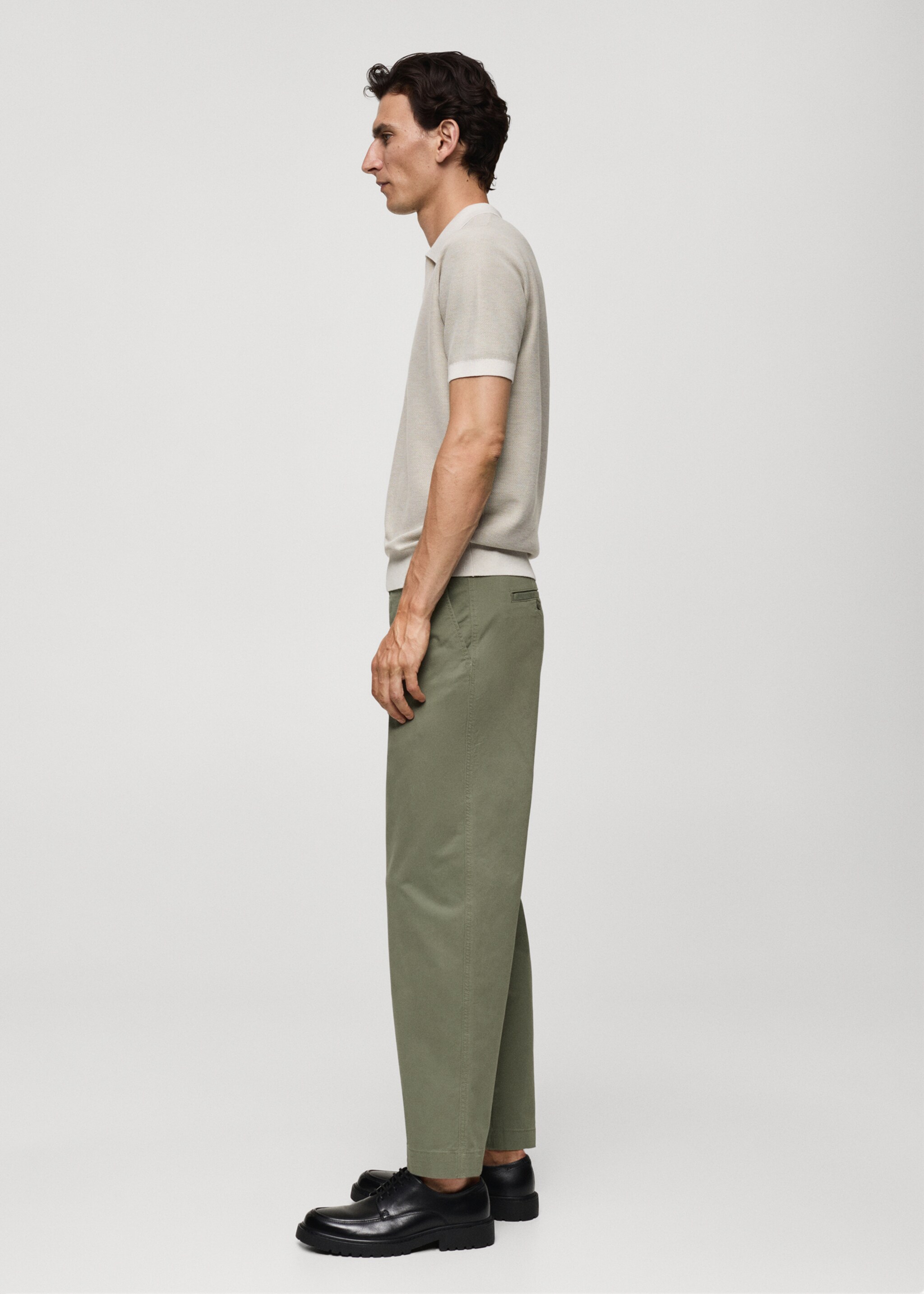 Pantaloni regular fit cotone pinces - Dettaglio dell'articolo 2, Verde pastello. Ref: 77094432-00.