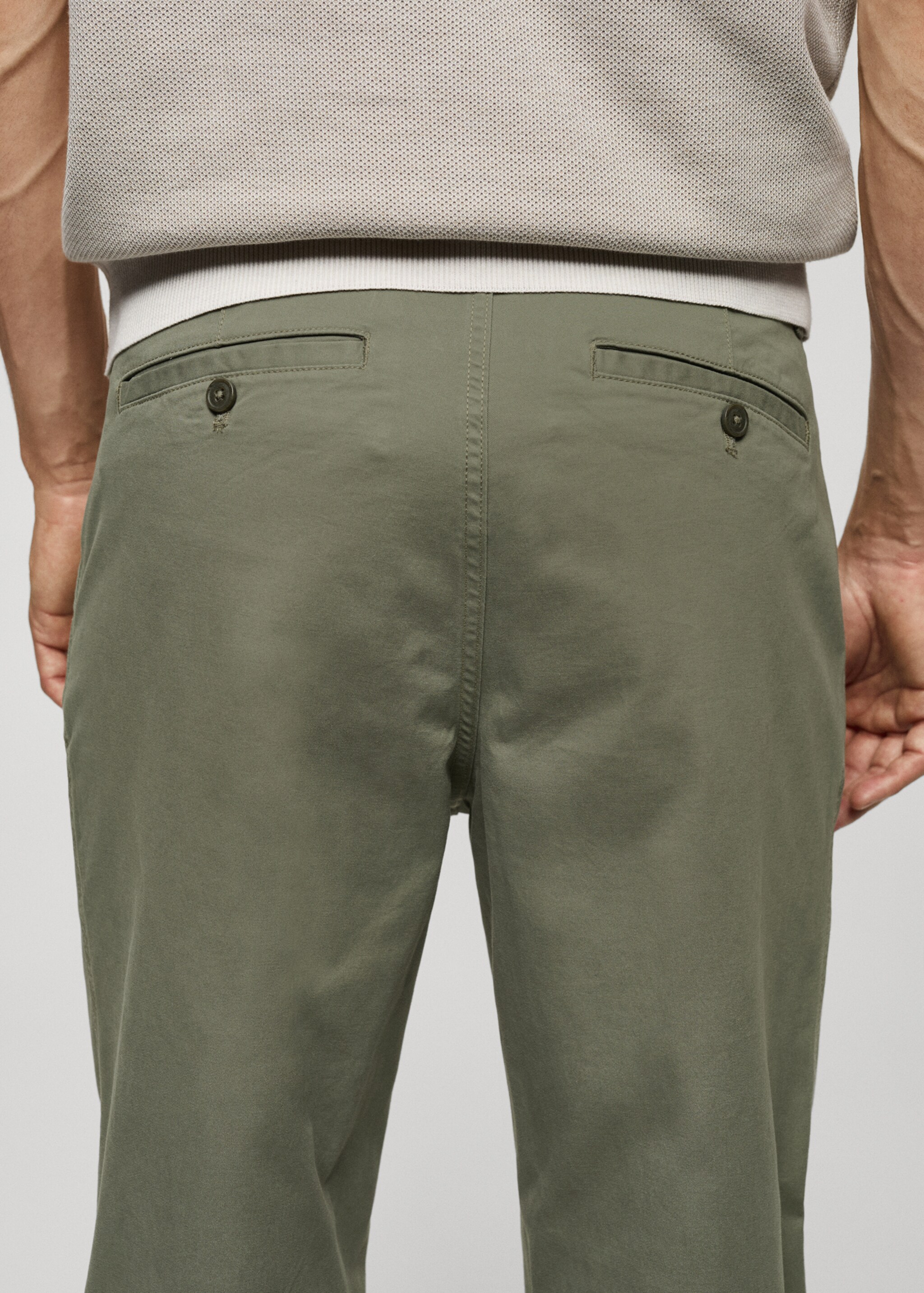 Pantaloni regular fit cotone pinces - Dettaglio dell'articolo 6, Verde pastello. Ref: 77094432-00.