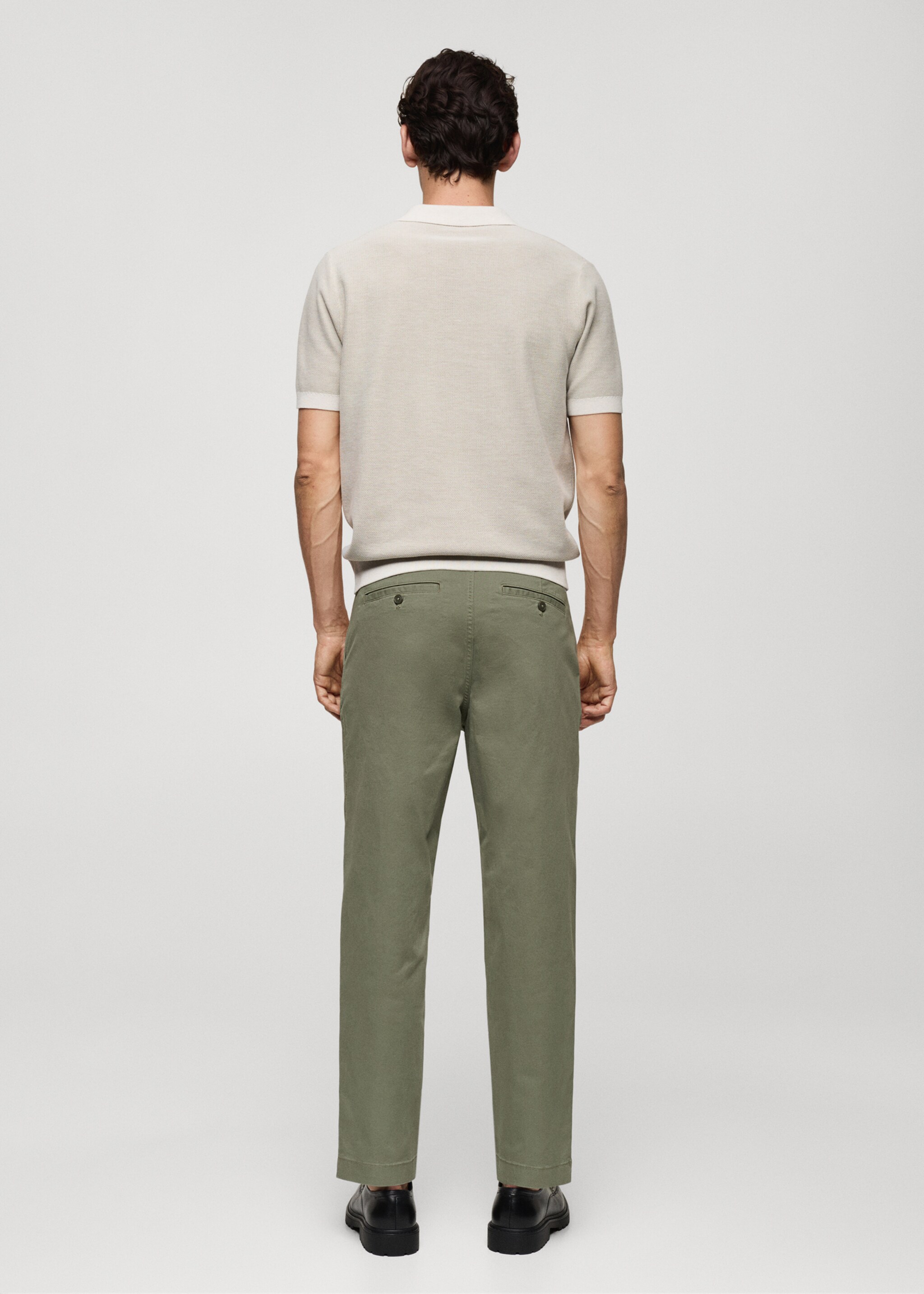 Pantaloni regular fit cotone pinces - Retro dell'articolo, Verde pastello. Ref: 77094432-00.
