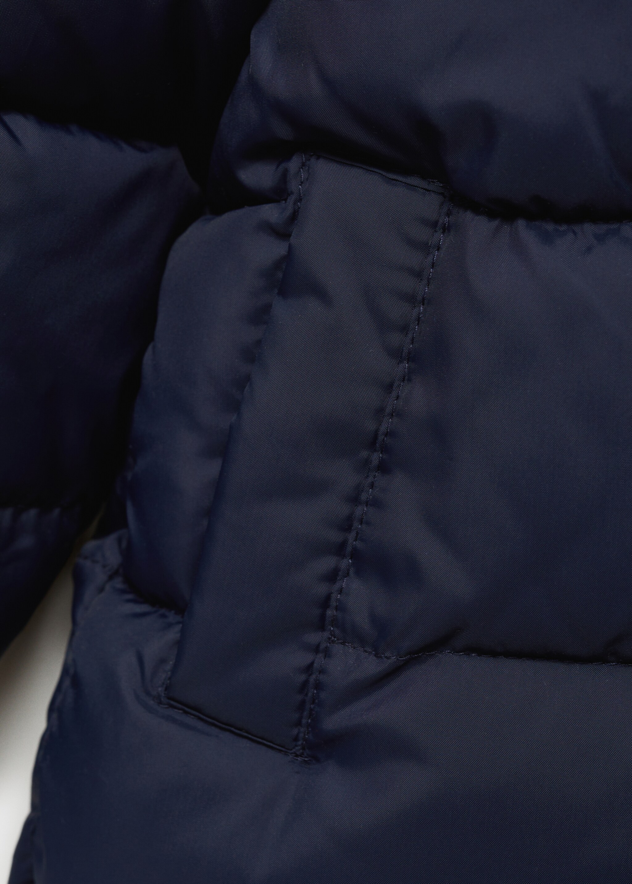Hood quilted coat - Details of the article 0, Dark Navy. Ref: 77094435-00.
