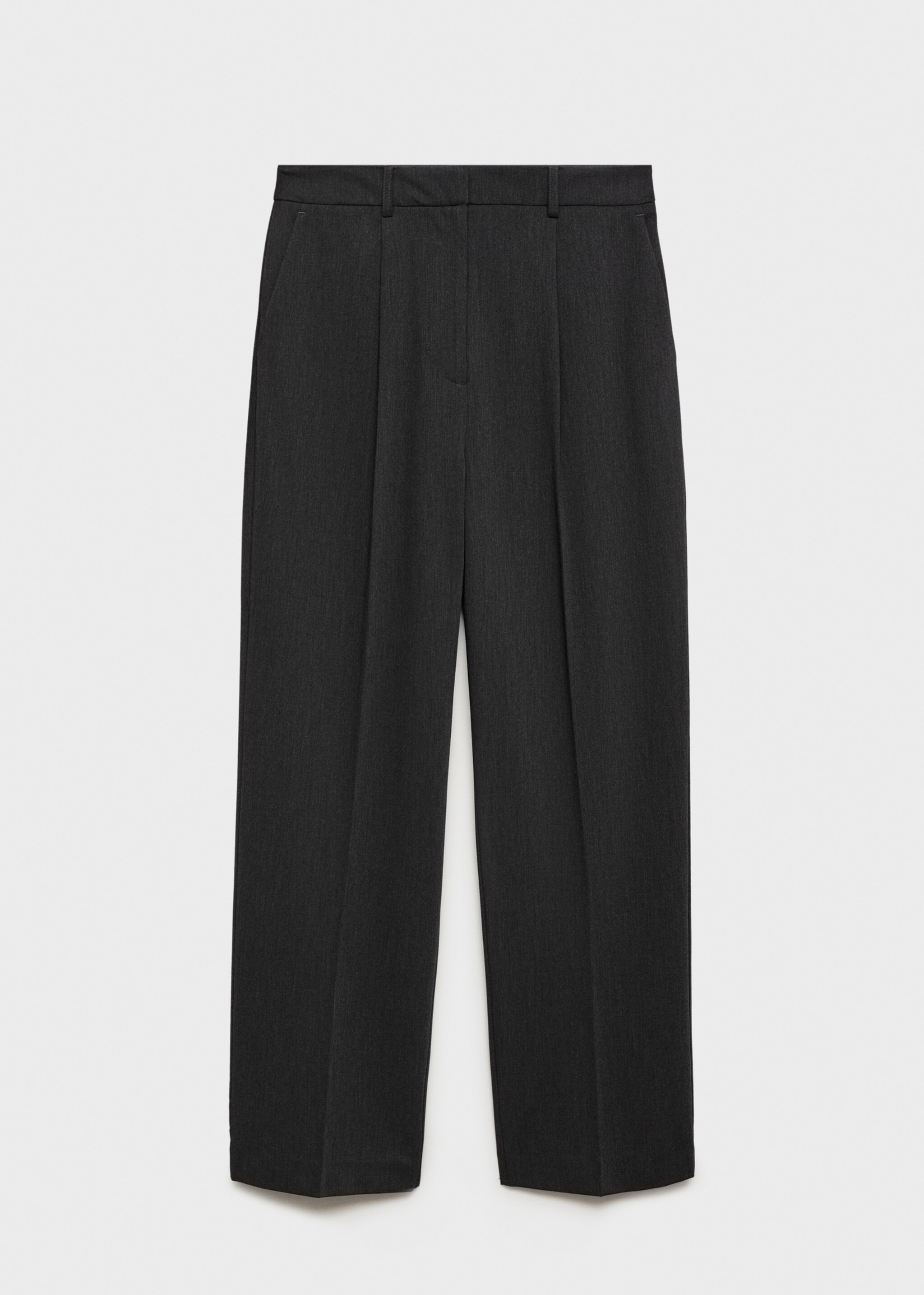 Straight-fit pleated trousers - Article without model, Grey. Ref: 77094438-00.