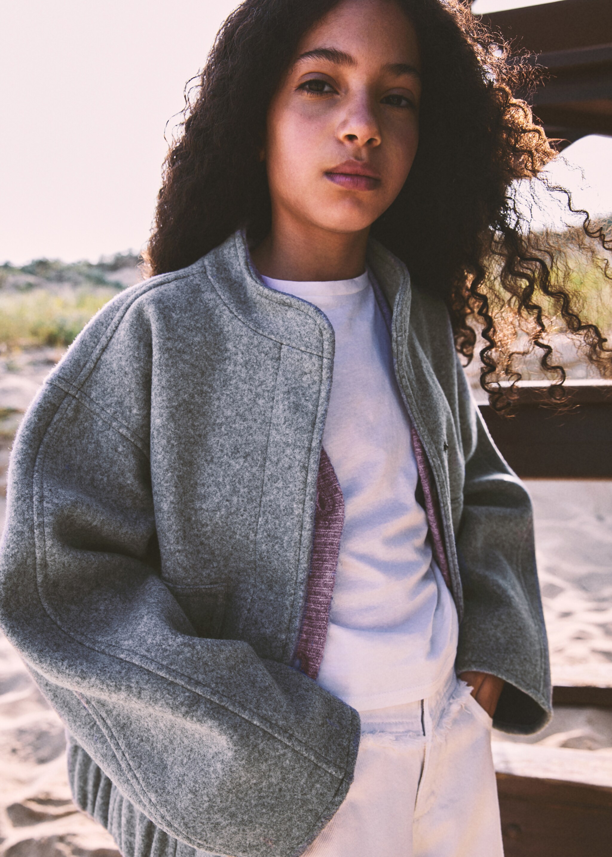 Bomber jacket with pocket - Details of the article 6, Grey. Ref: 77094440-00.