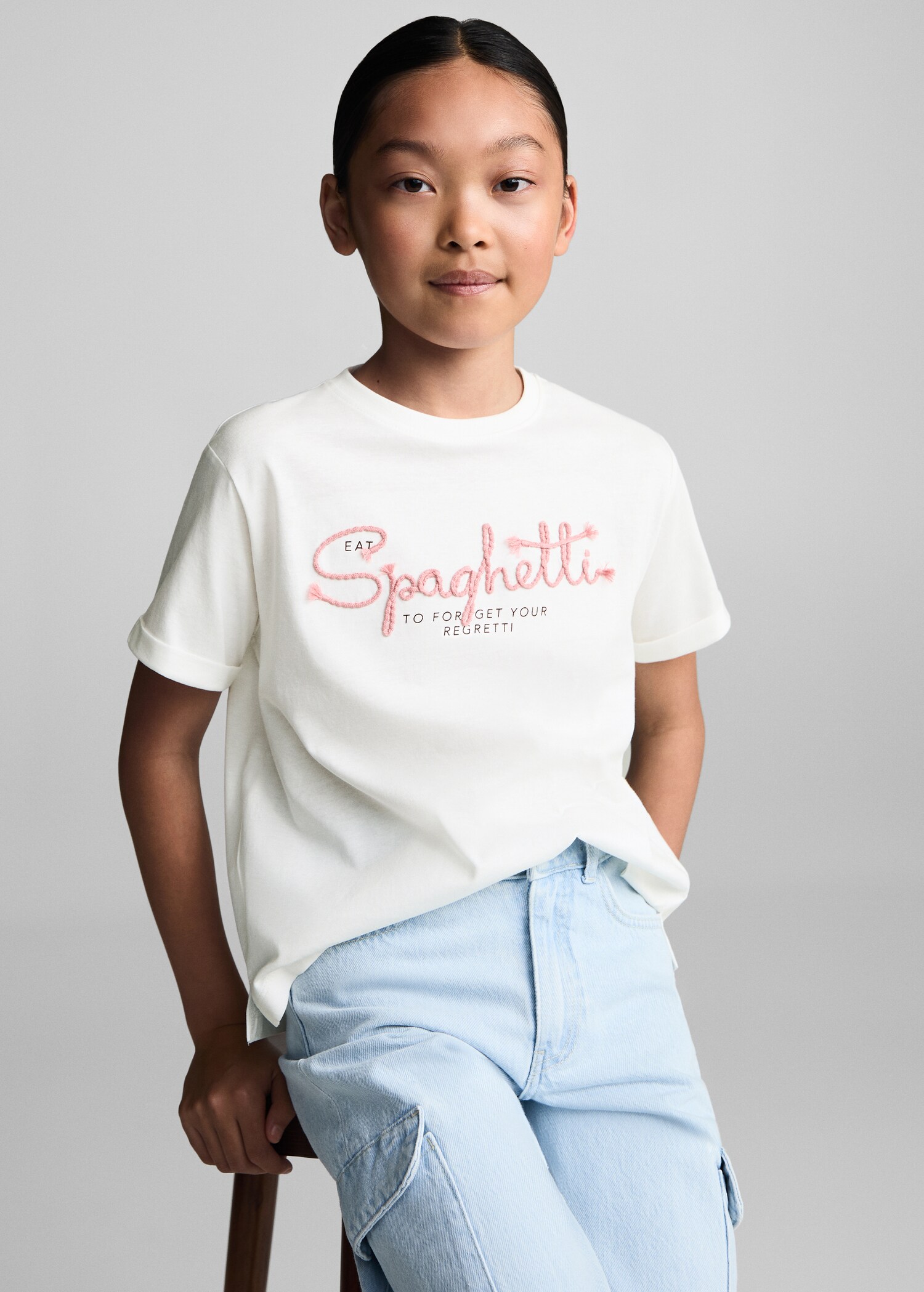 Embroidered message T-shirt - Medium plane