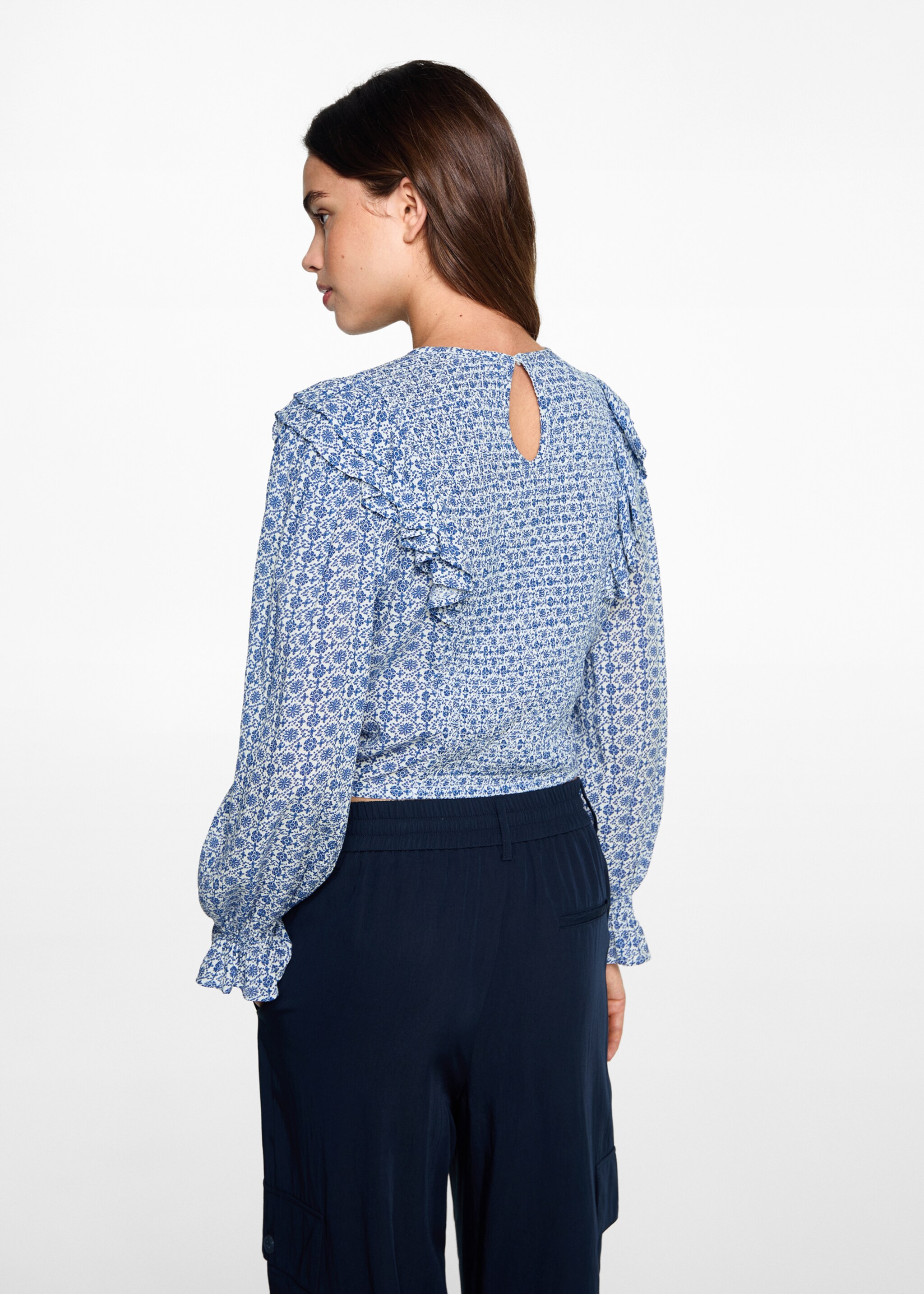 Brusa estampada volants - Revers de l'article, Blanc trencat. Ref: 77094783-00.