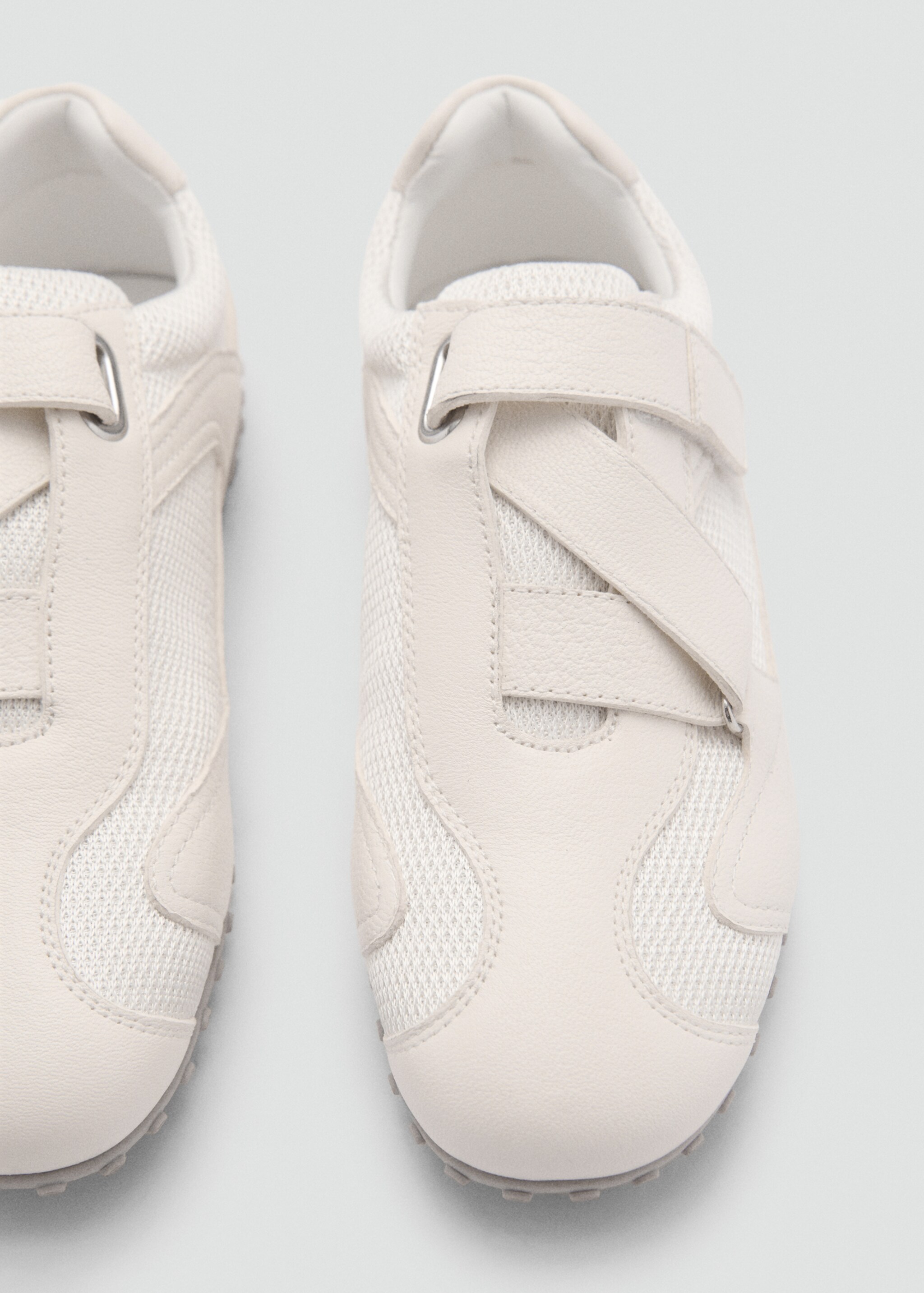 Canvas-Sneakers mit Leder - Detail des Artikels 3, Weiß. Ref: 77094788-00.