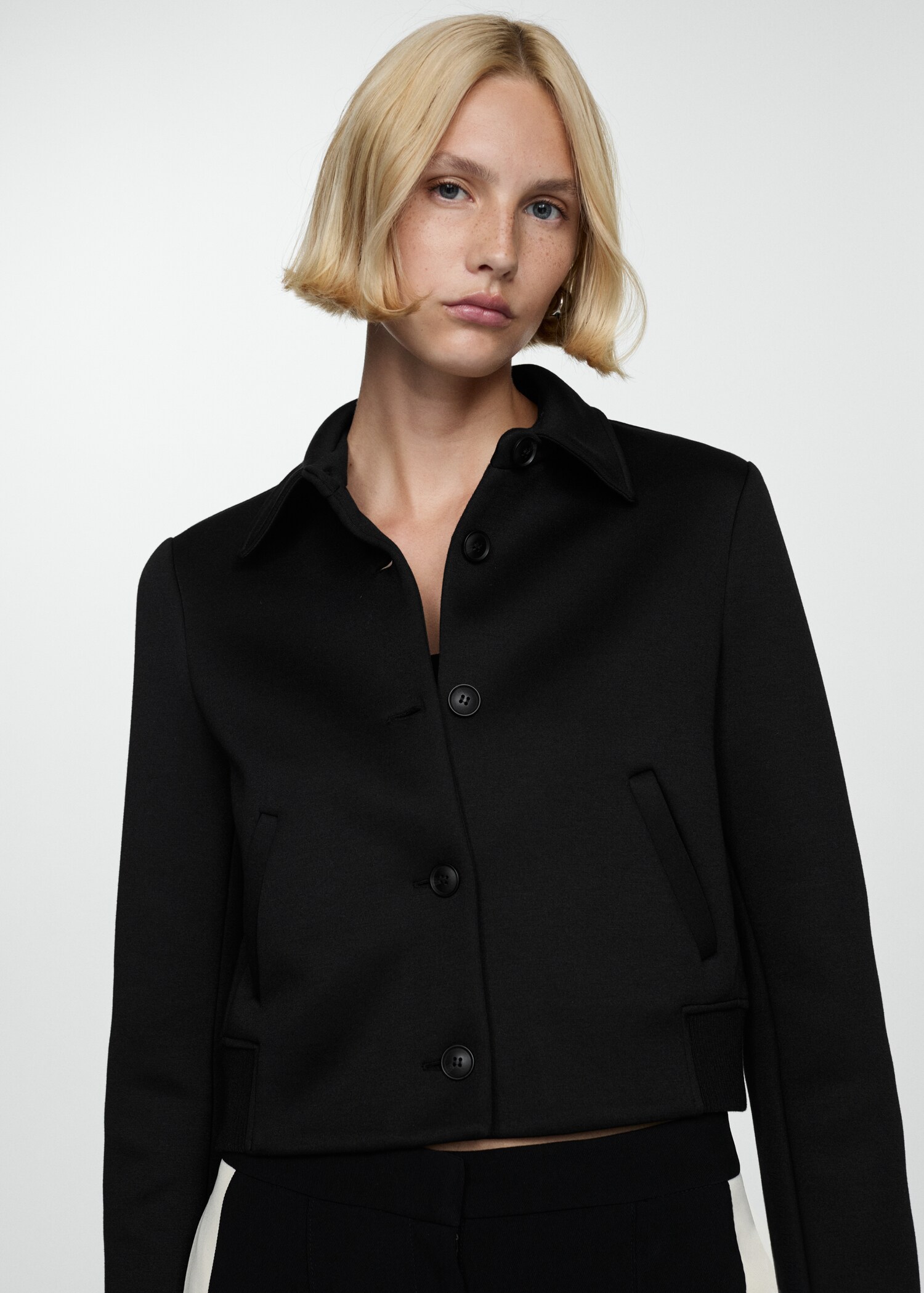 Straight-fit jacket with buttons - Medium plane