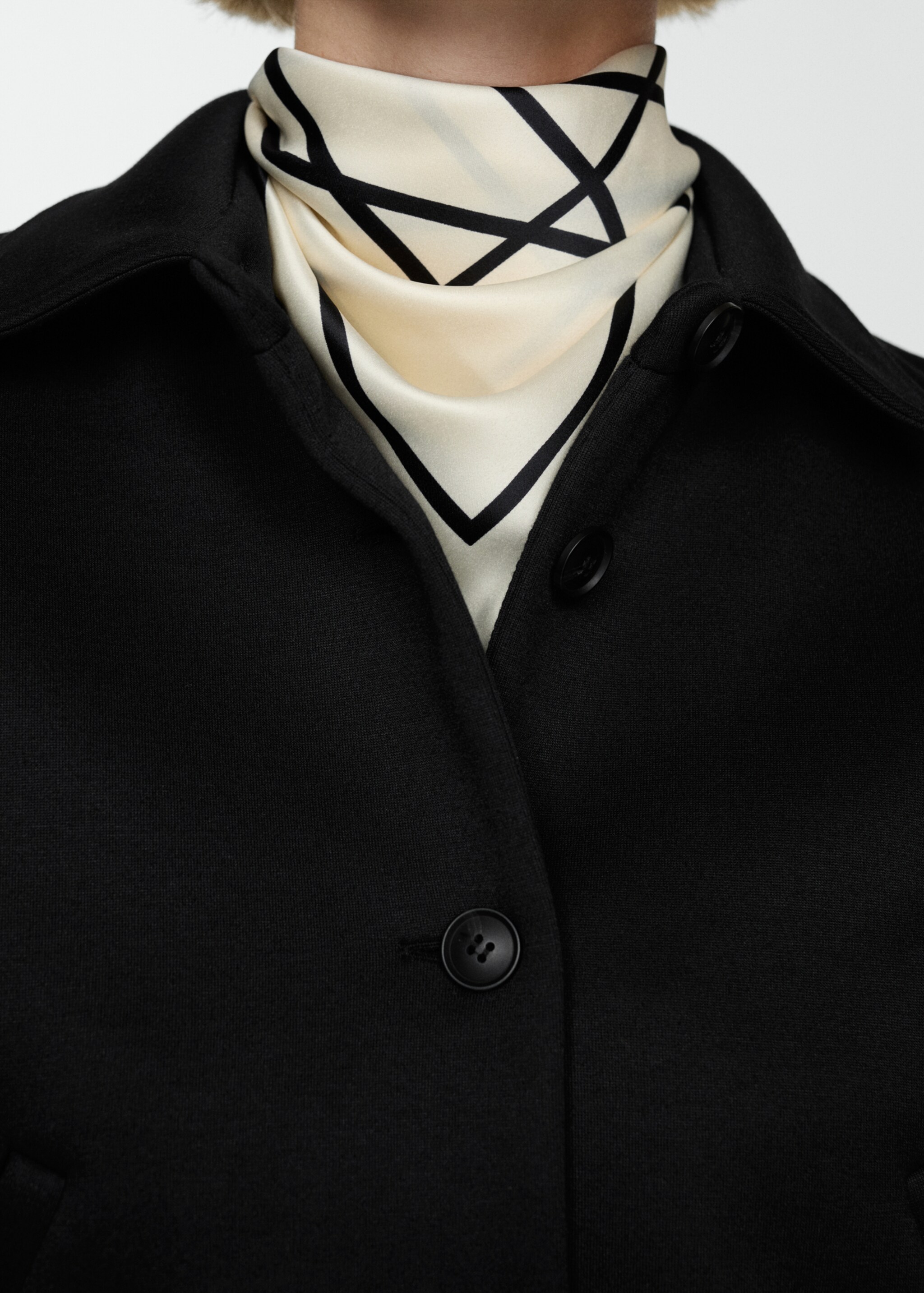 Straight-fit jacket with buttons - Details of the article 6, Black. Ref: 77094789-00.