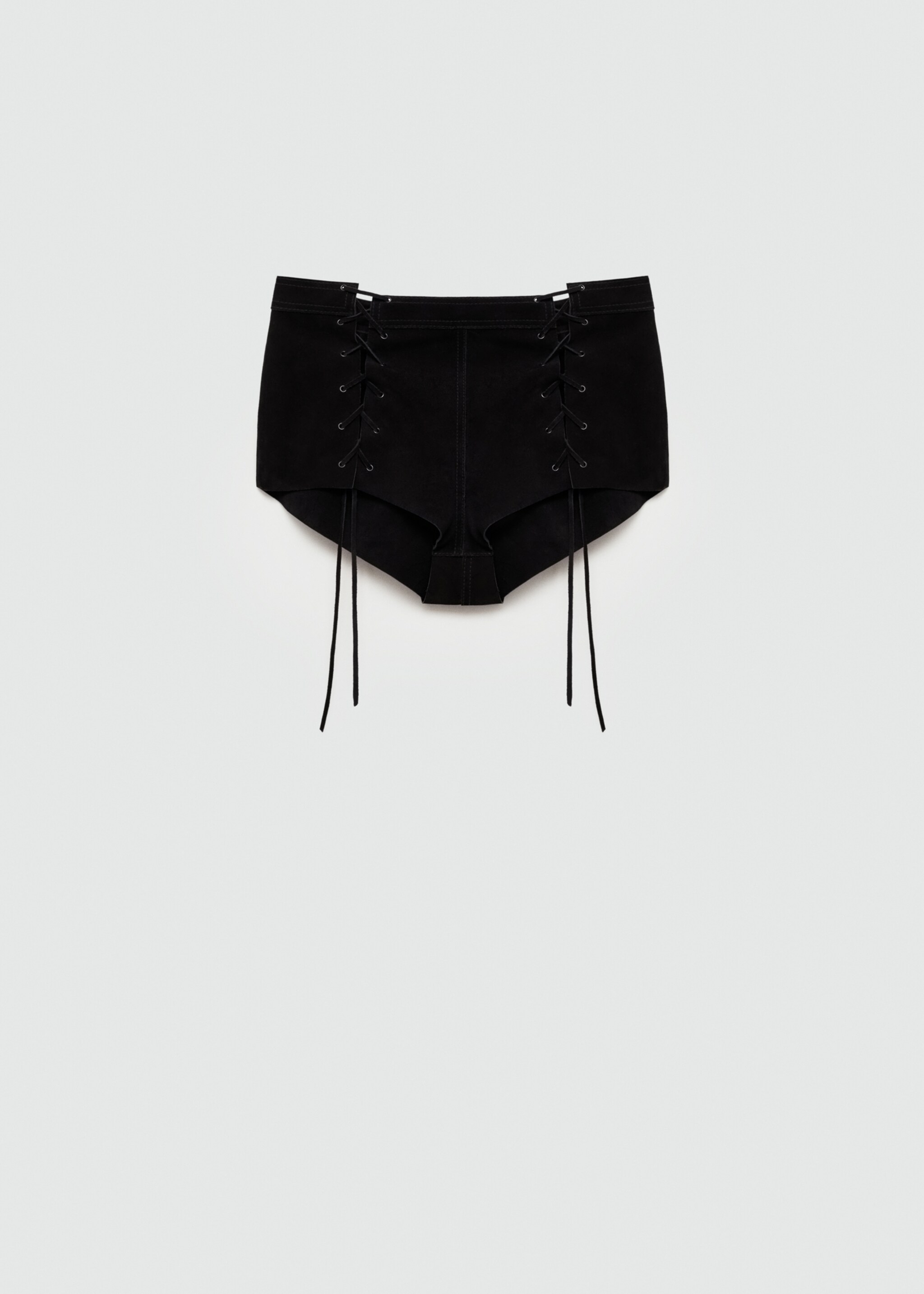 Shorts pell obertures llaços - Article sense model, Negre. Ref: 77094792-00.
