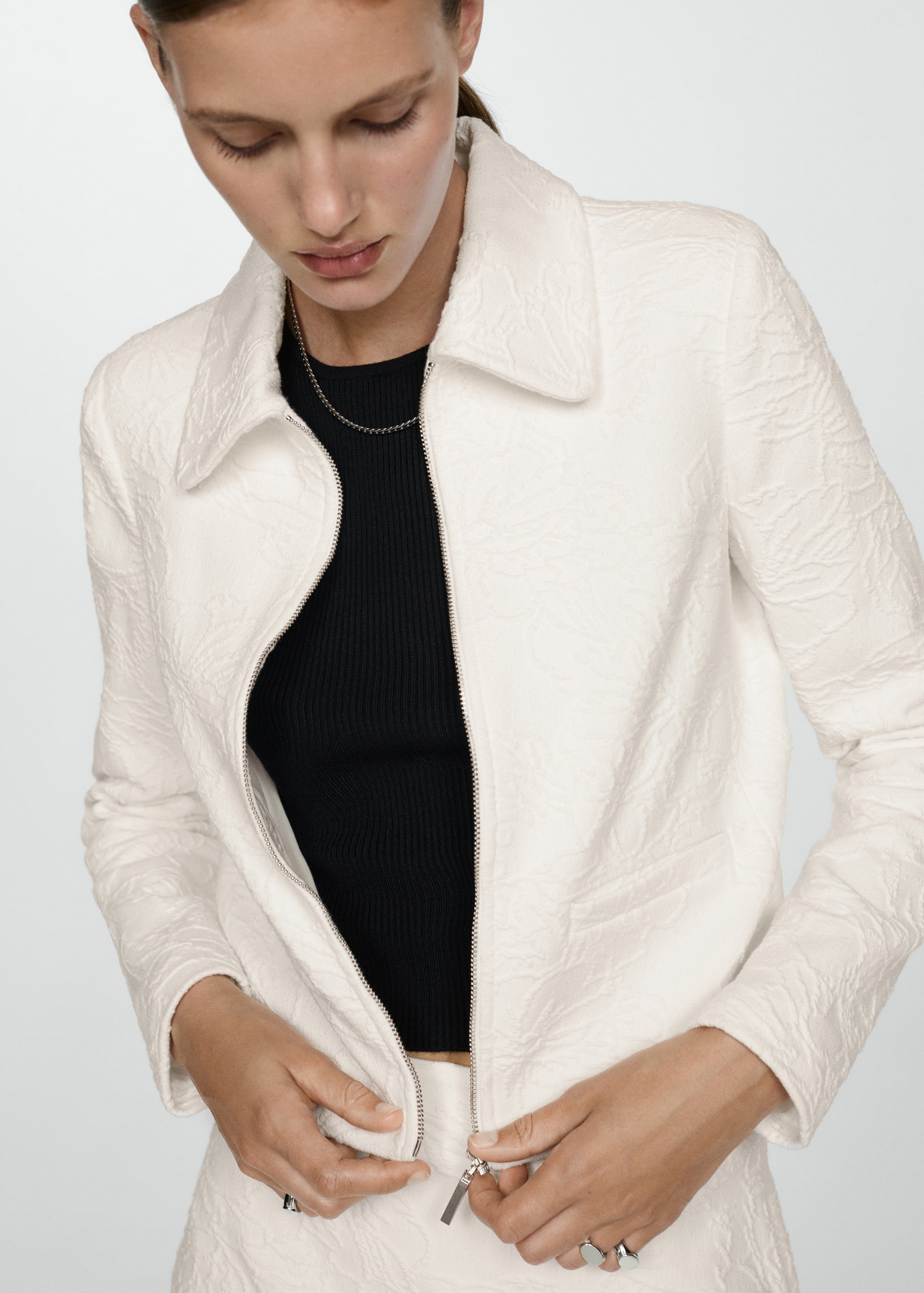 Giacca texture cotone Donna MANGO OUTLET Italia - Main Image