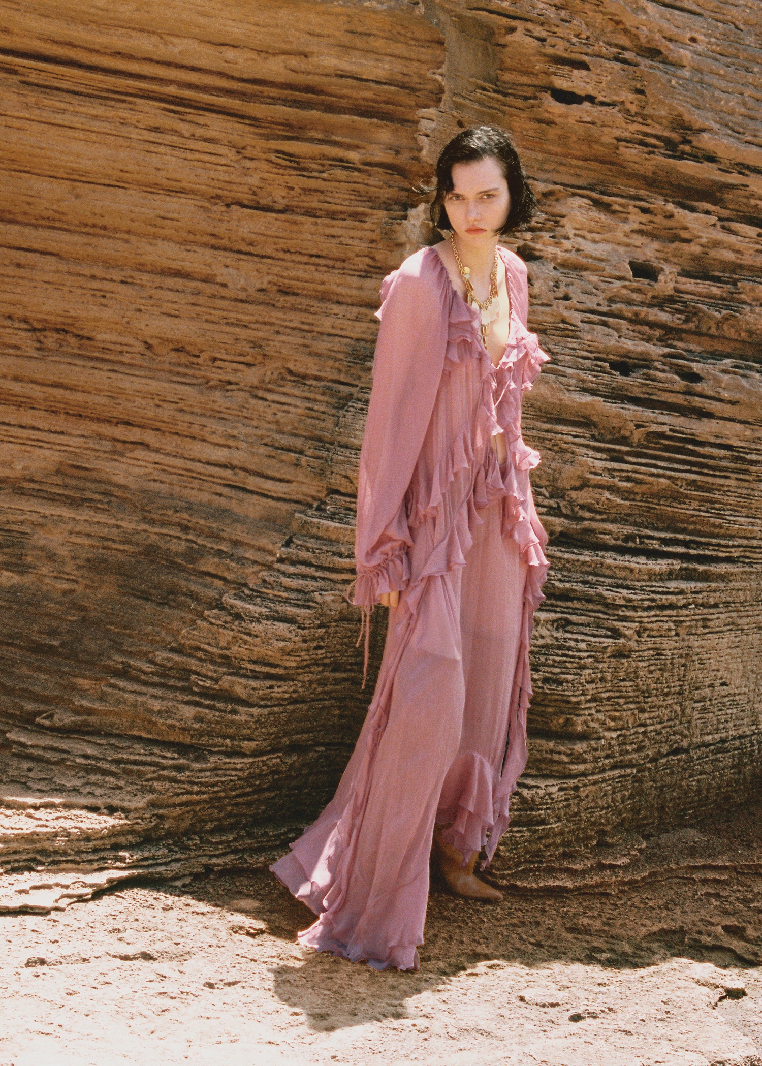 mango maxi dress in chiffon MANGO - Long chiffon dress Ecru