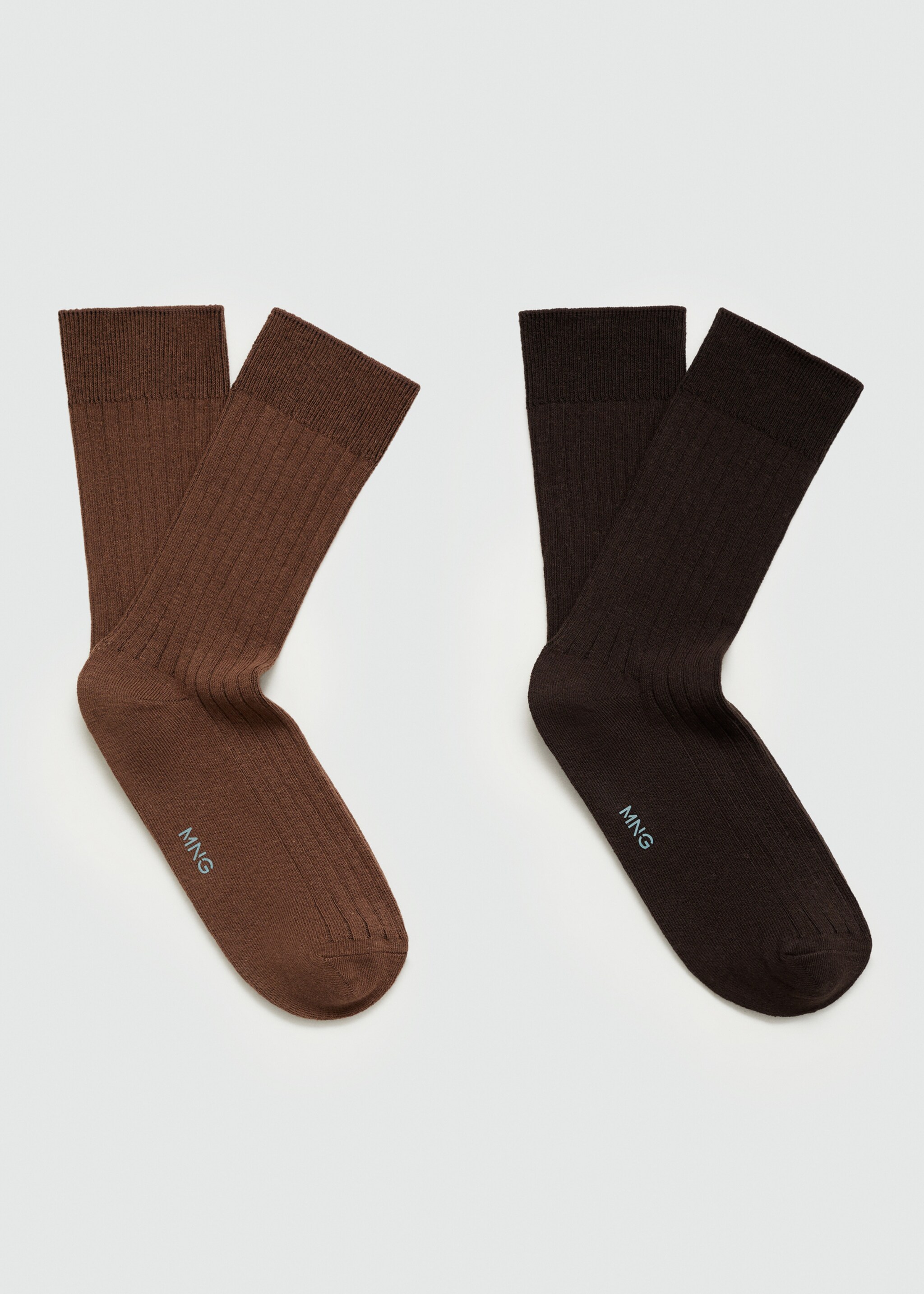 Pack of 2 ribbed cotton socks - Article without model, Brown. Ref: 77095147-00.