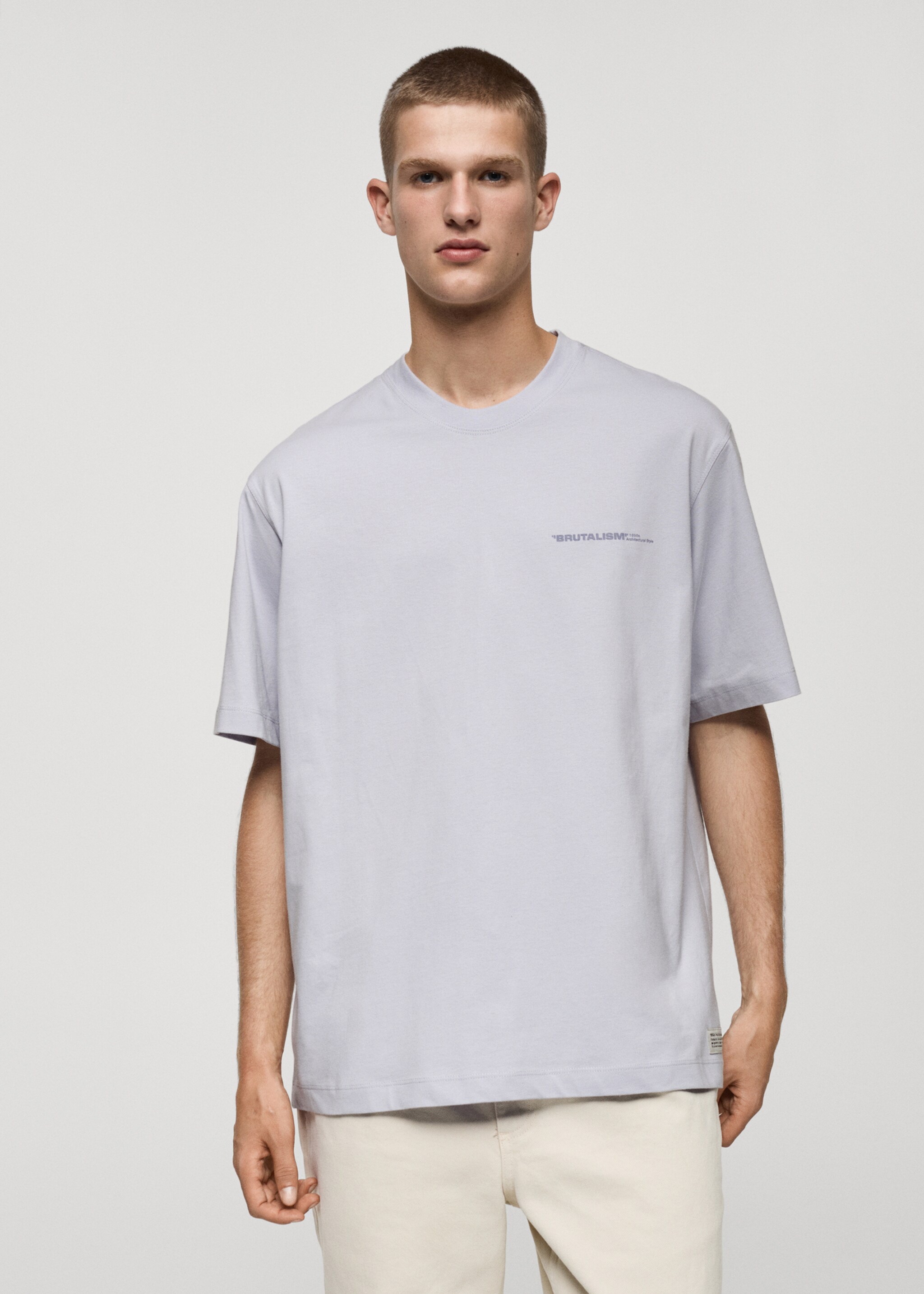 100% cotton t-shirt text - Medium plane, Lilac. Ref: 77095149-00.