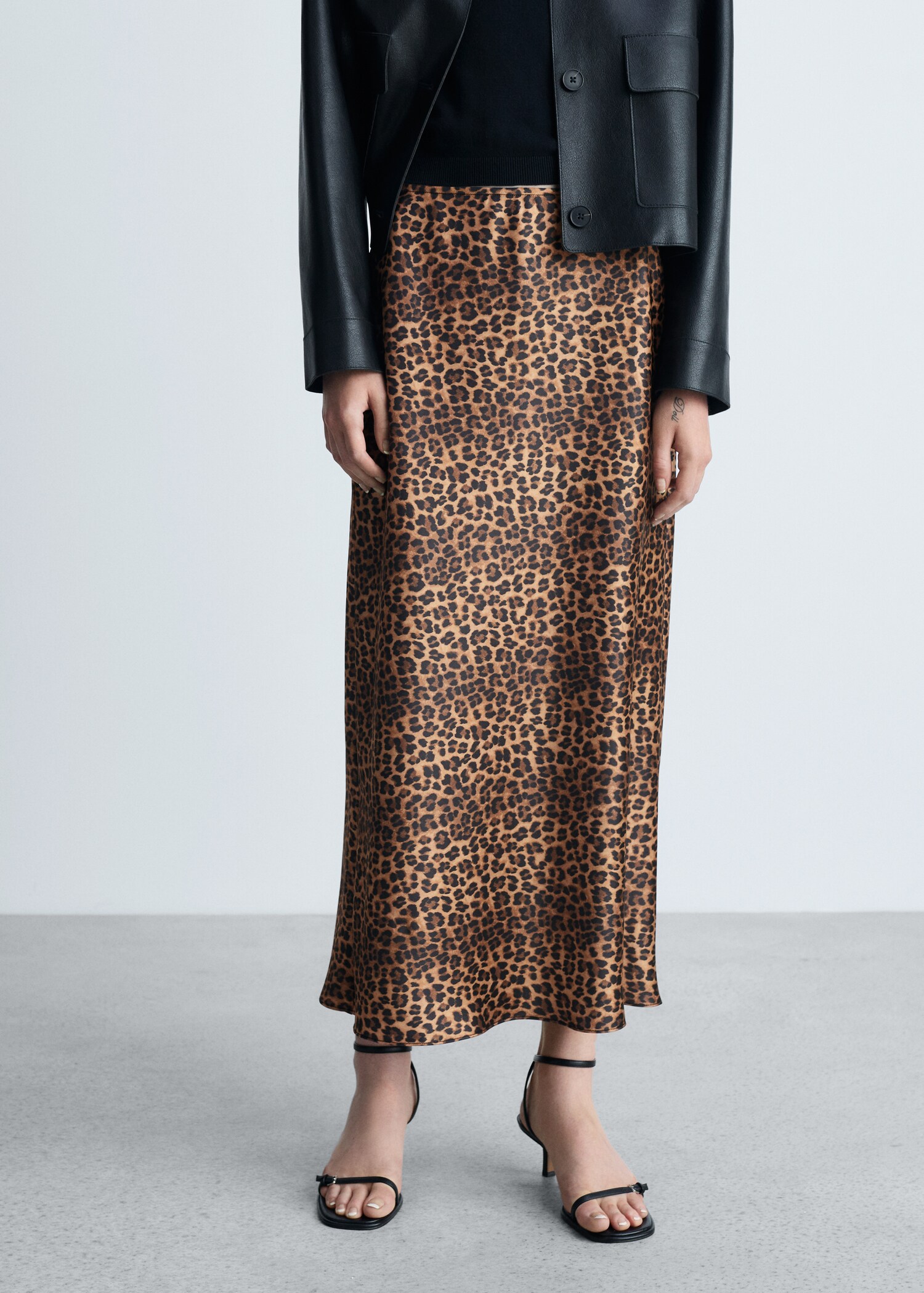 Leopard-print satin skirt - Medium plane