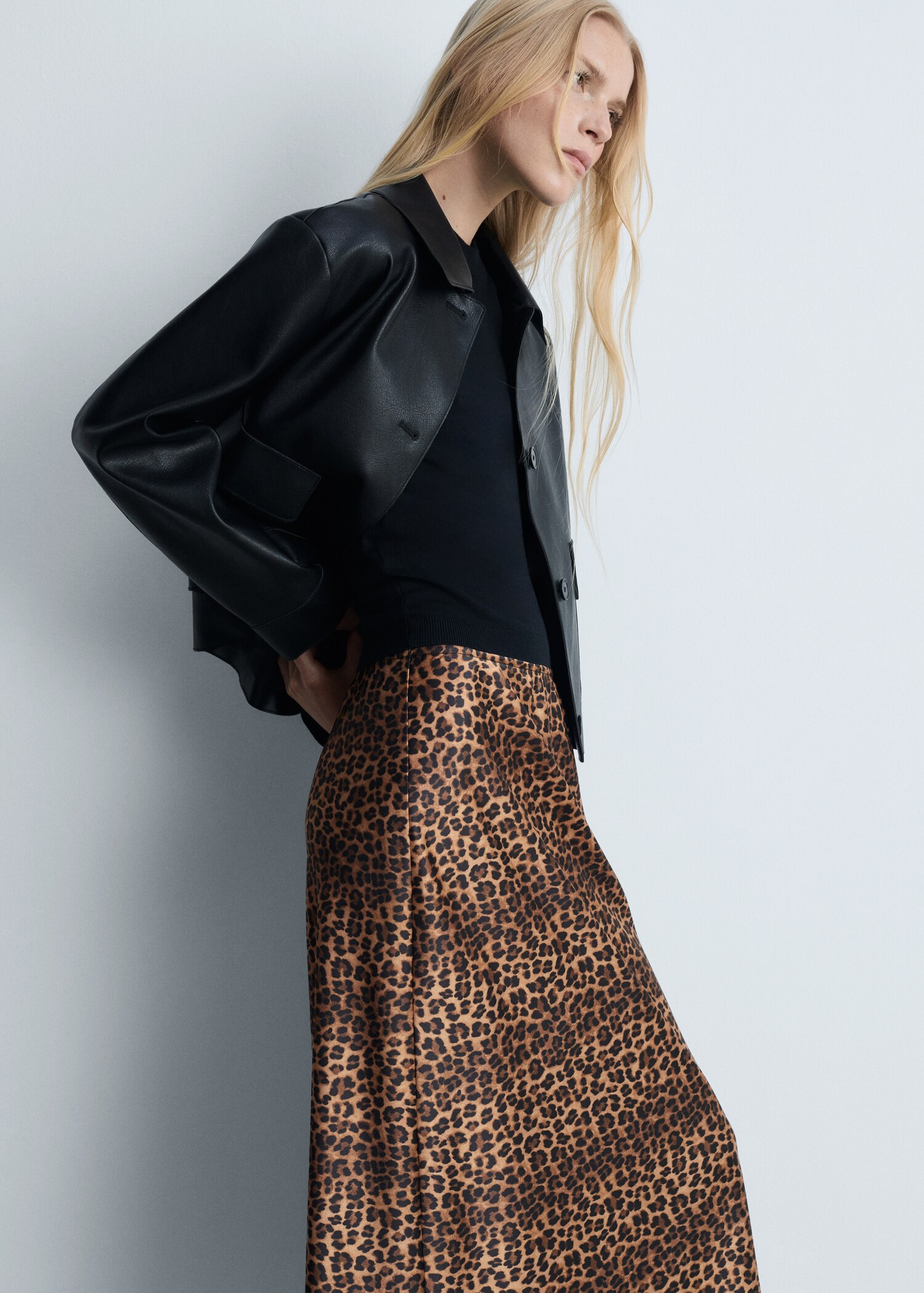 Leopard-print satin skirt - Details of the article 1