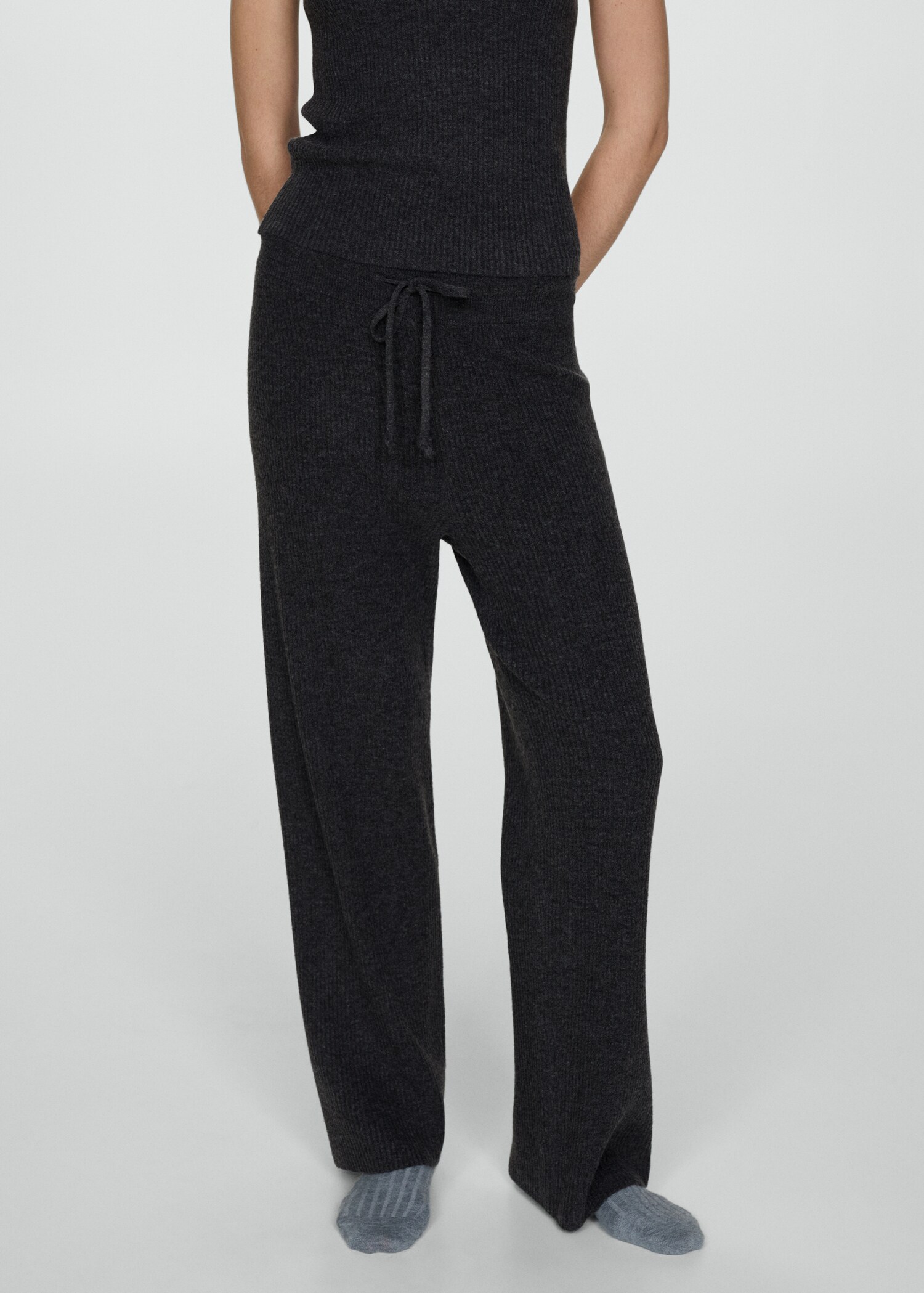 Fine rib-knit trousers - Medium plane
