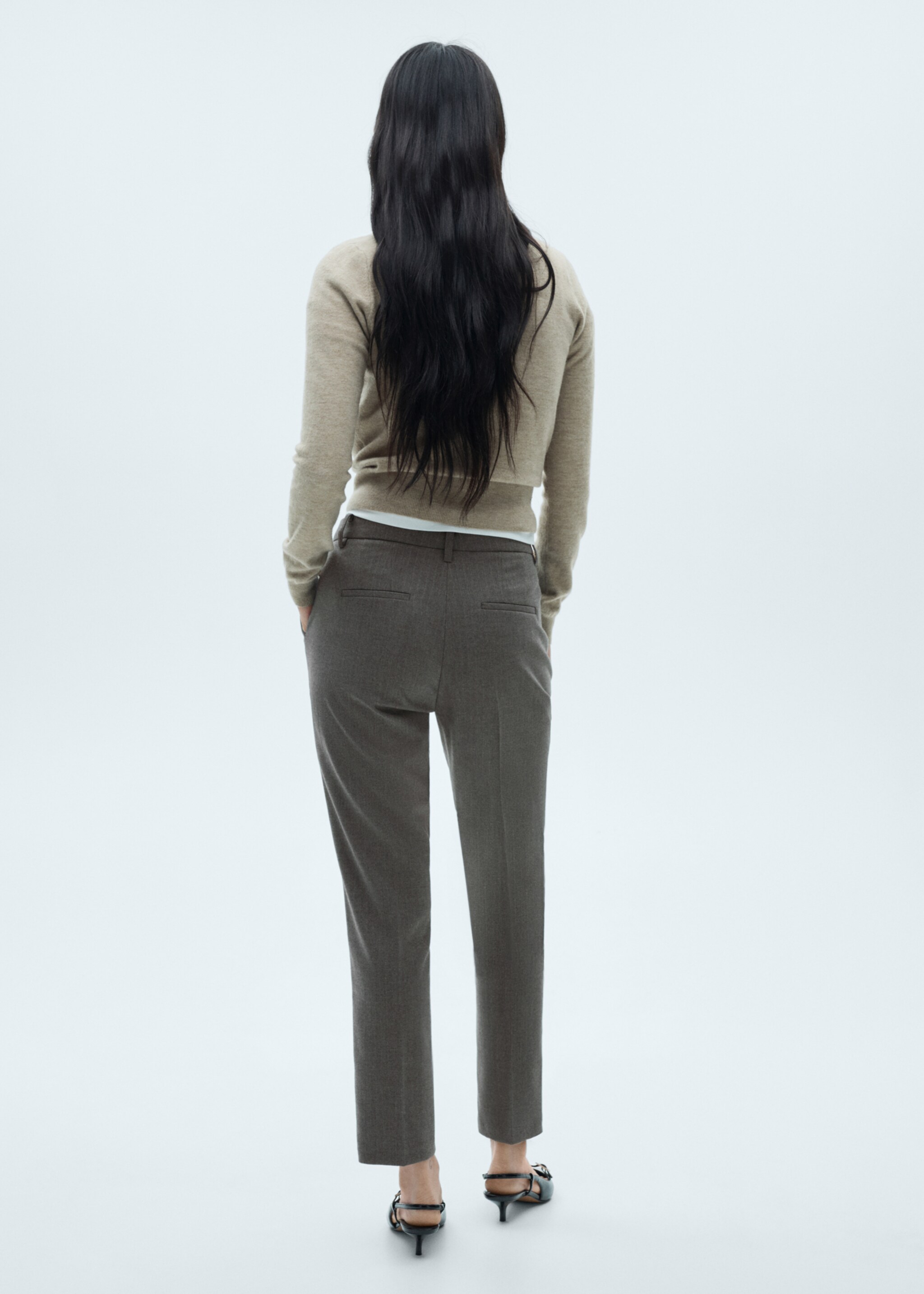 Mid-rise skinny trousers - Reverse of the article, Grey. Ref: 77095644-00.