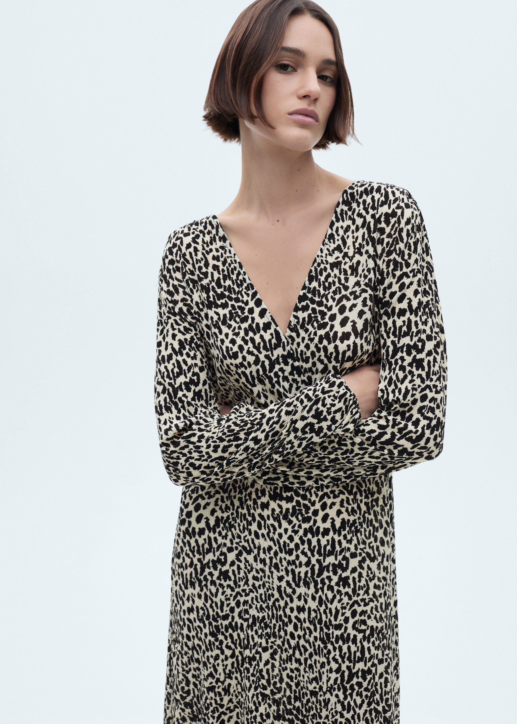 Leopard-print long dress - Medium plane, Ecru. Ref: 77095648-00.