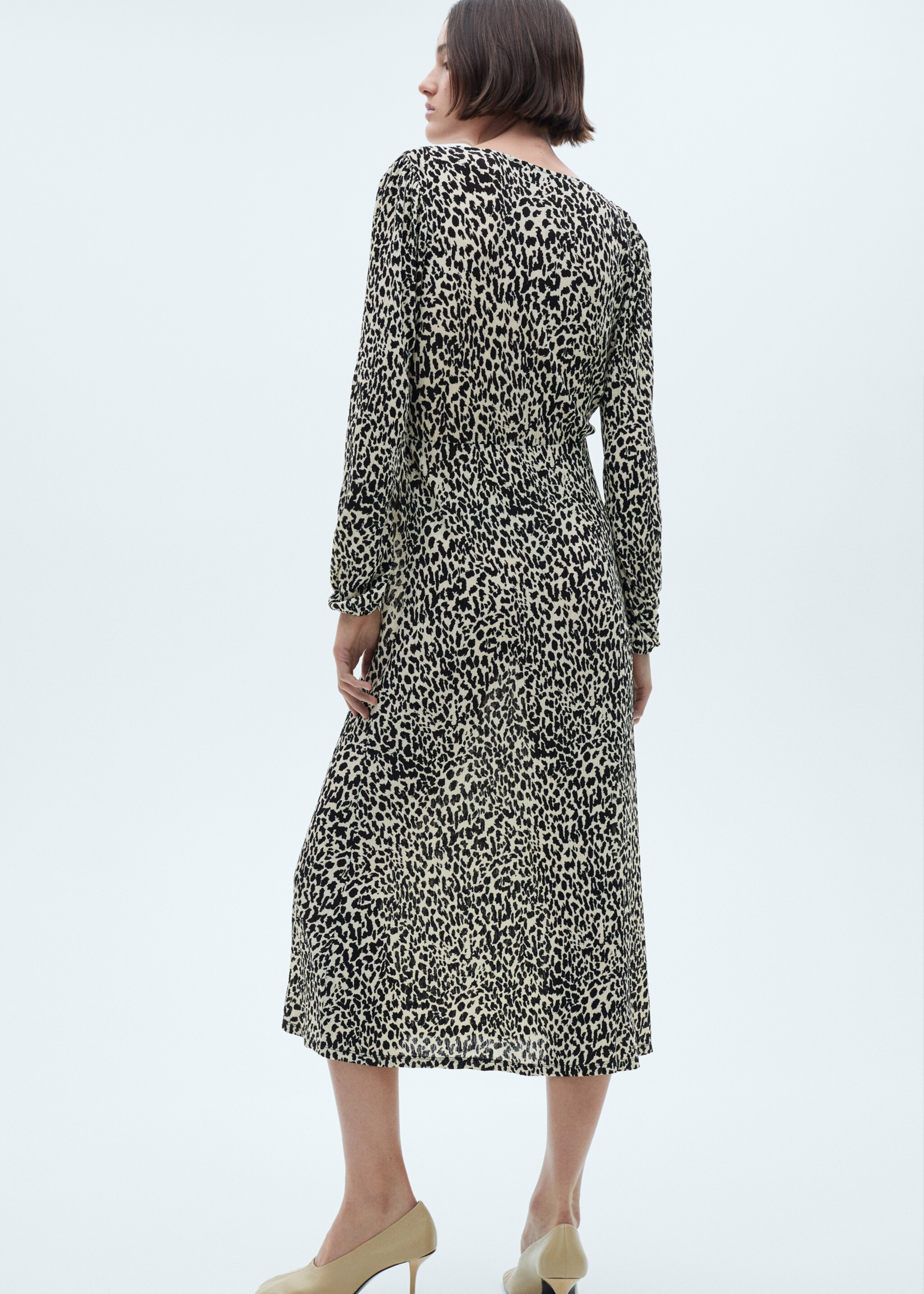 Leopard-print long dress - Reverse of the article, Ecru. Ref: 77095648-00.