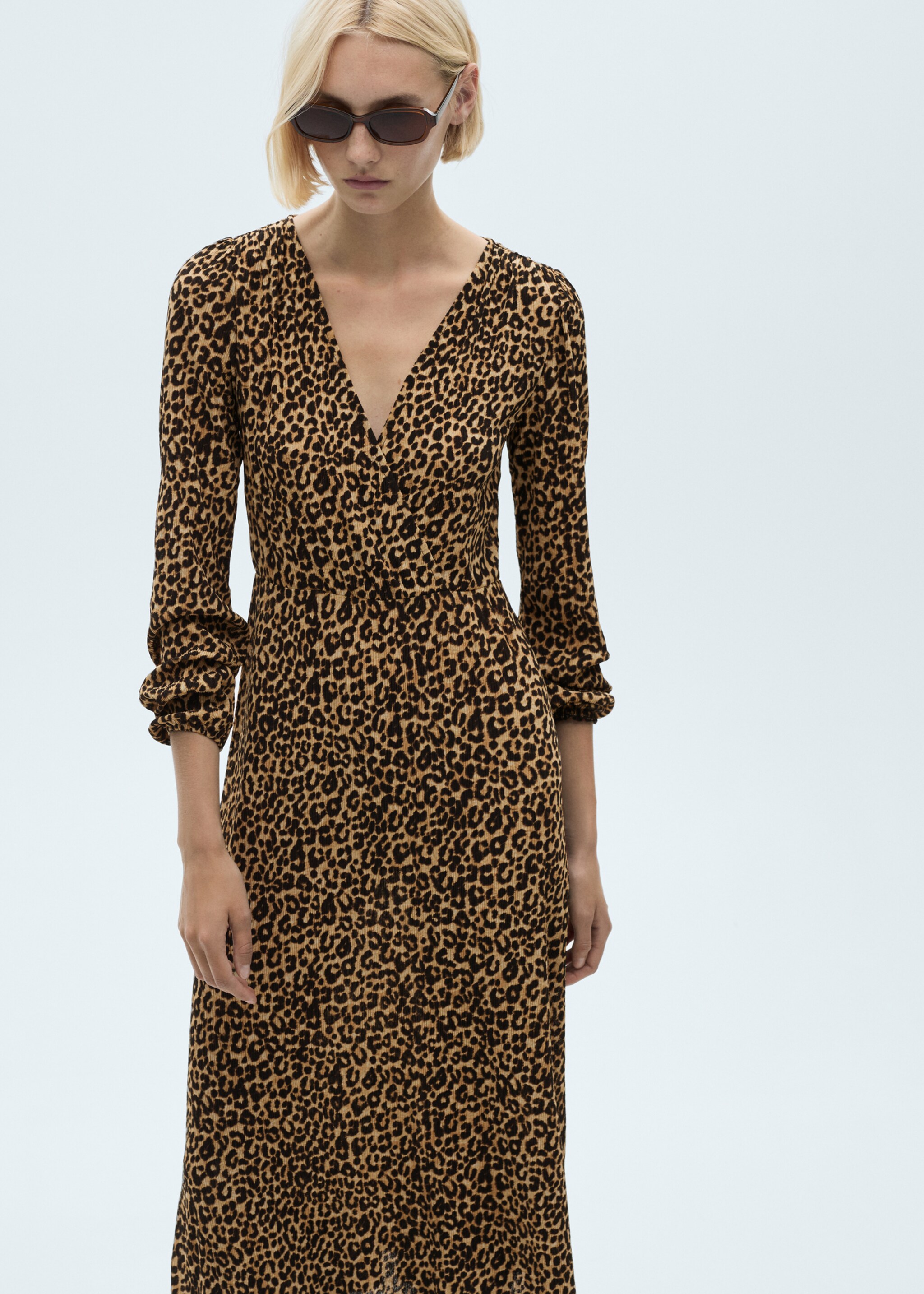 Leopard-print long dress - Plan moyen, Marron. Ref: 77095648-00.