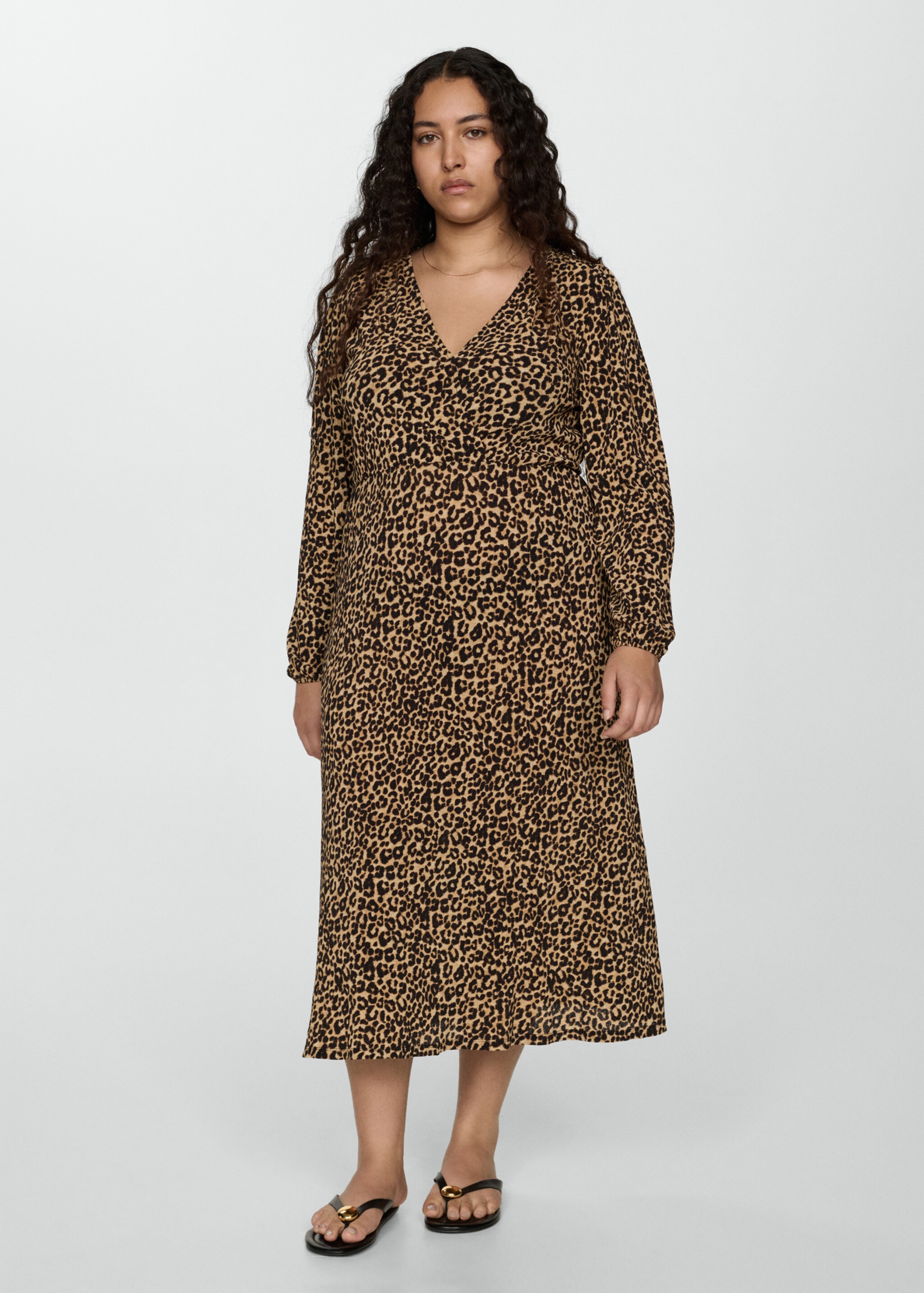 Leopard-print long dress - Détail de l'article 3, Marron. Ref: 77095648-00.