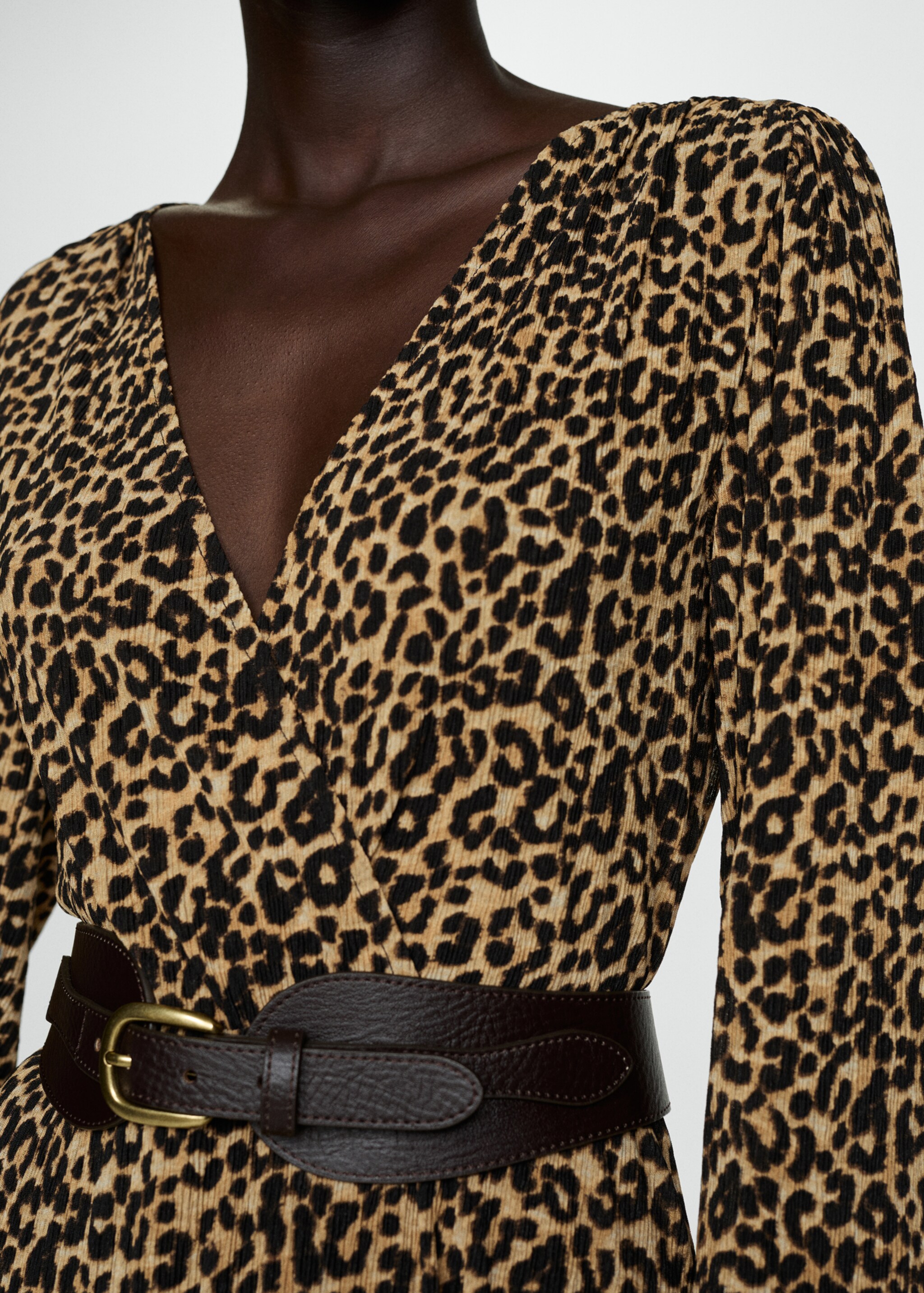 Leopard-print long dress - Détail de l'article 6, Marron. Ref: 77095648-00.
