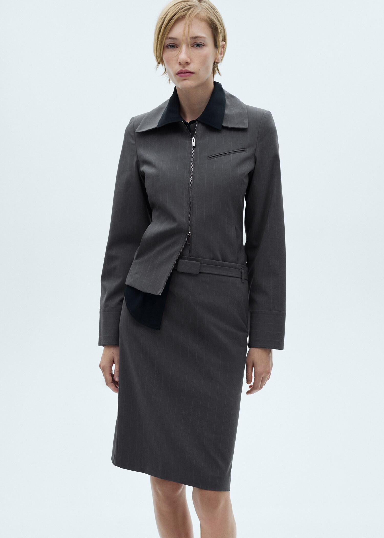 Pinstripe pencil skirt - Details of the article 1