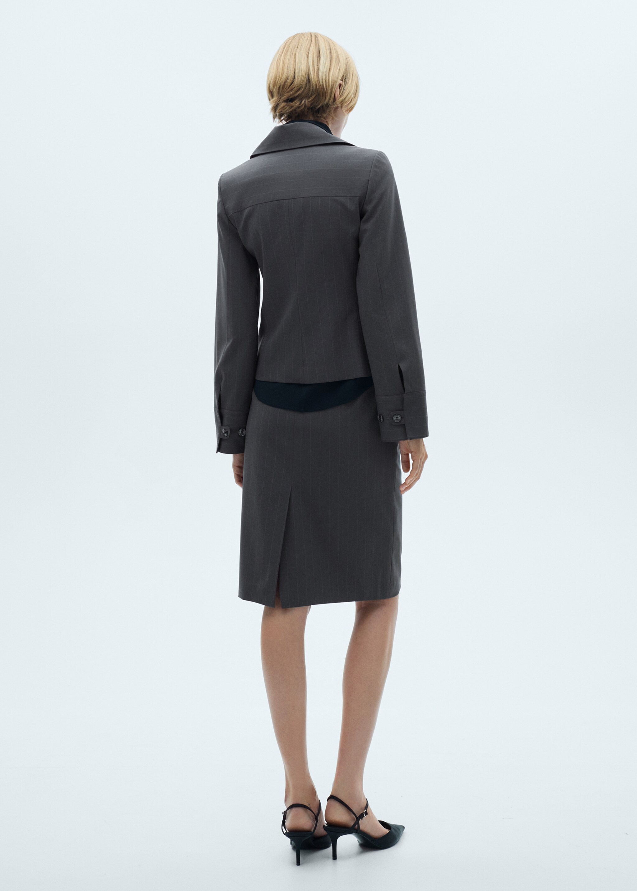 Pinstripe pencil skirt - Reverse of the article, Grey. Ref: 77095649-00.