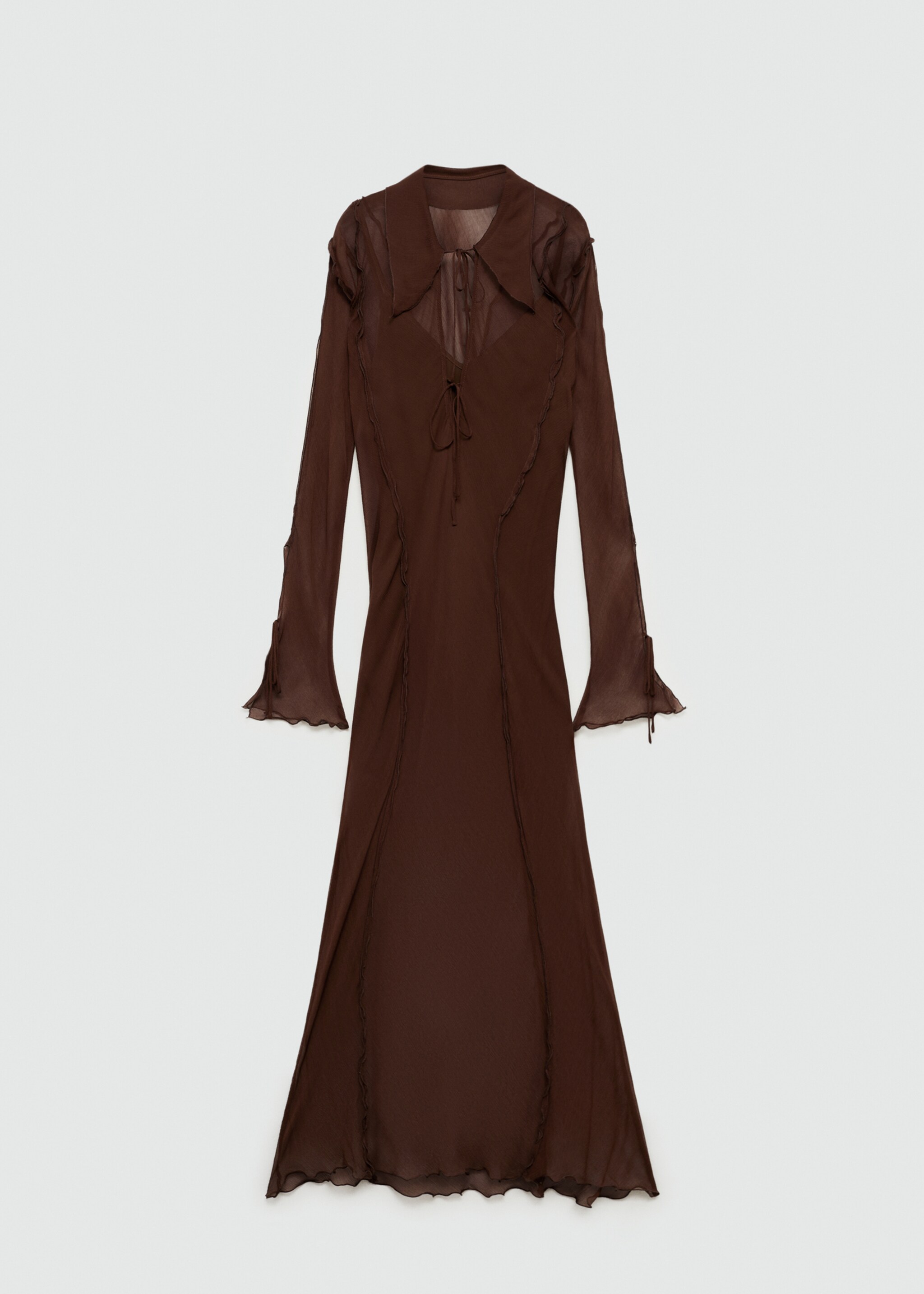 Vestido gasa evasé - Article without model, Brown. Ref: 77095652-00.