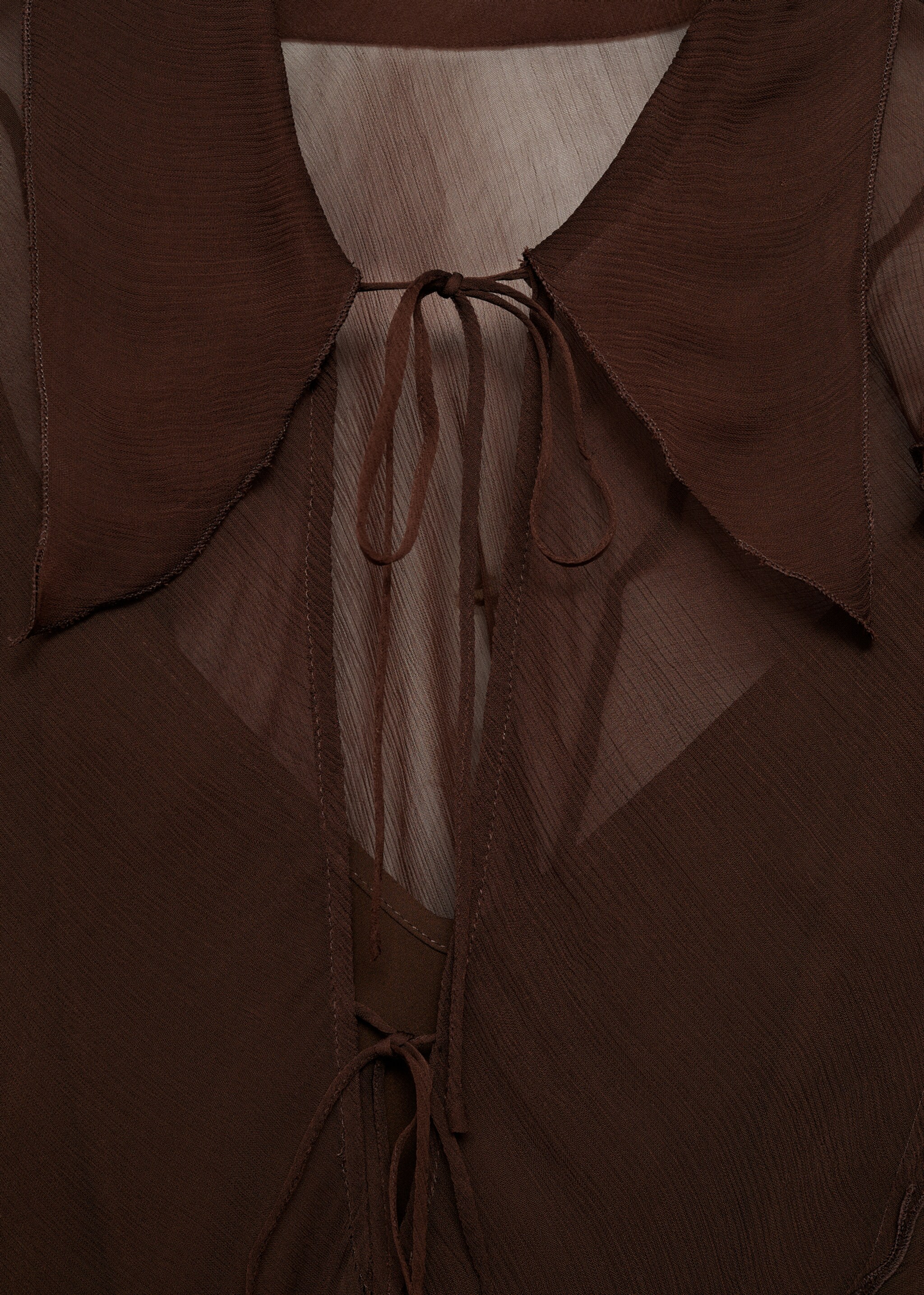 Vestido gasa evasé - Details of the article 0, Brown. Ref: 77095652-00.