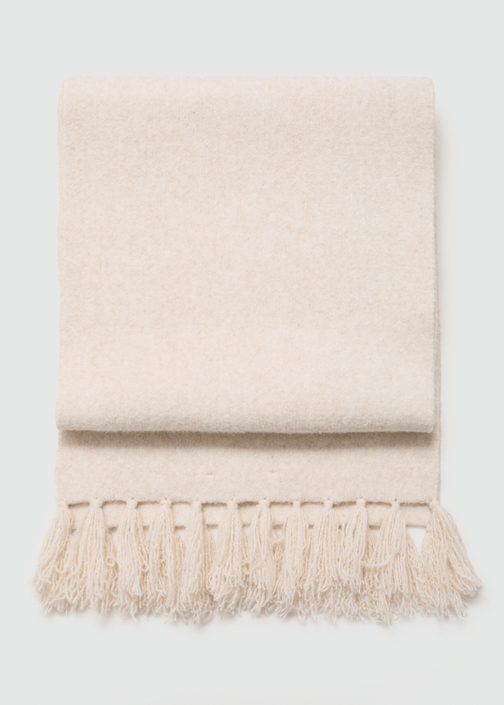 Knitted coat with detachable scarf - Details of the article 0, Ecru. Ref: 77095660-00.