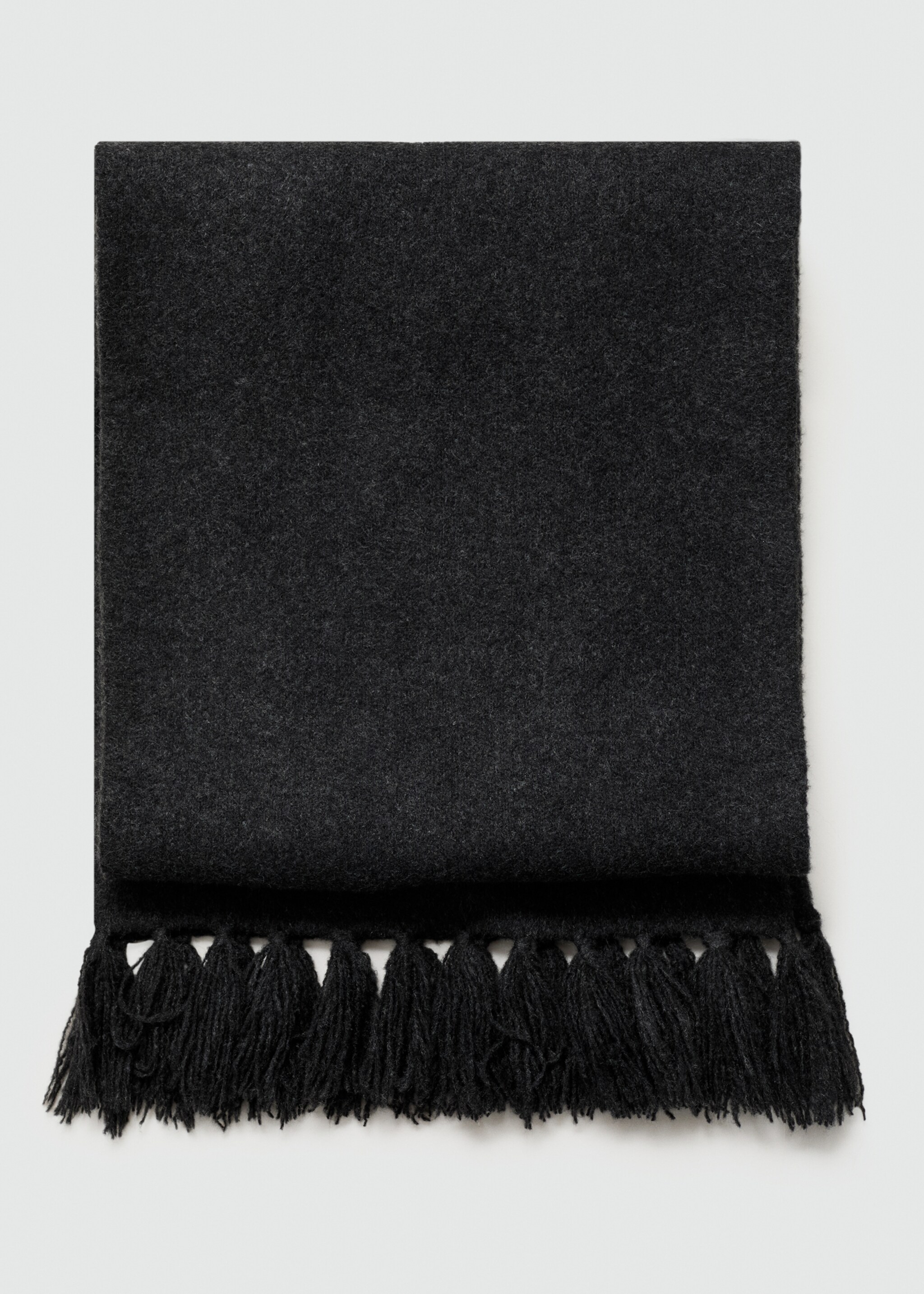 Knitted coat with detachable scarf - Details of the article 0, Charcoal. Ref: 77095660-00.