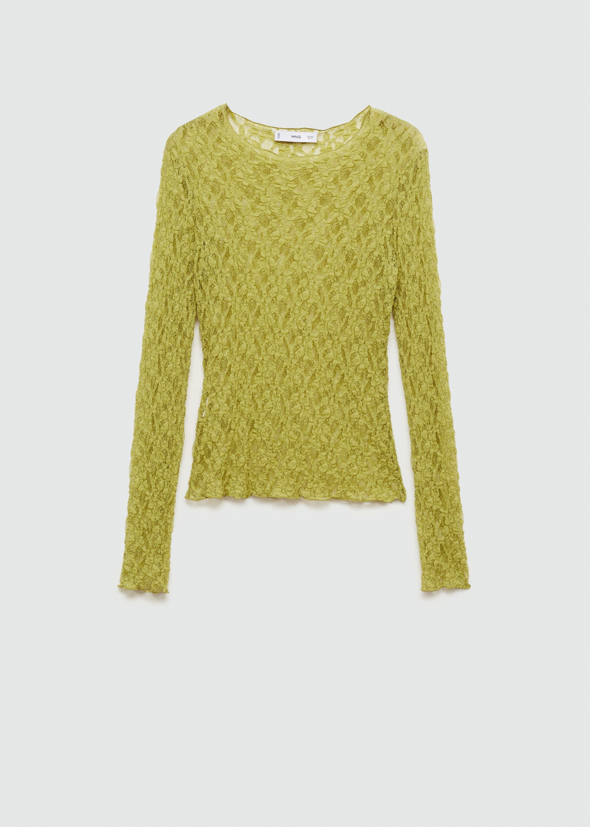 T-shirt dentelle col rond - Article sans modèle, Vert. Ref: 77095668-00.