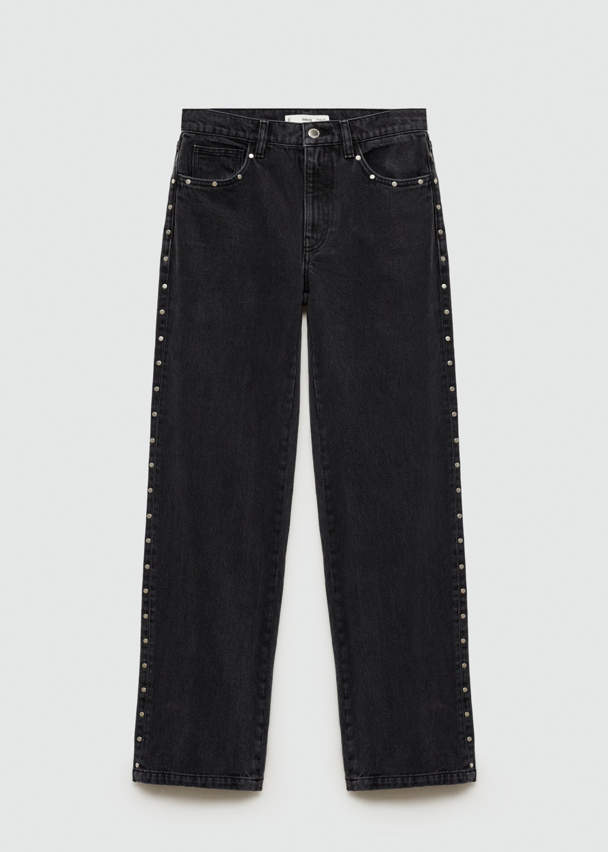 Gerade Jeans mit Nieten - Artikel ohne Model, Black denim. Ref: 77095673-00.