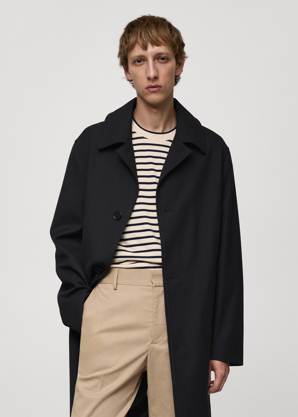 Oversized comfort stretch trench coat - Men | MANGO OUTLET USA