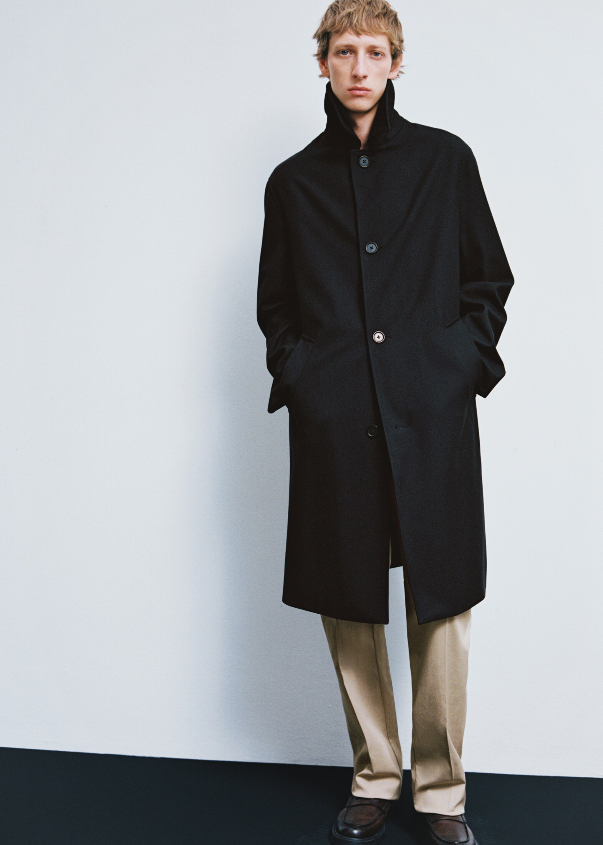Trenchcoat oversize comfort stretch - Detaljer om artikeln 3, Navy blå. Ref: 77095959-00.