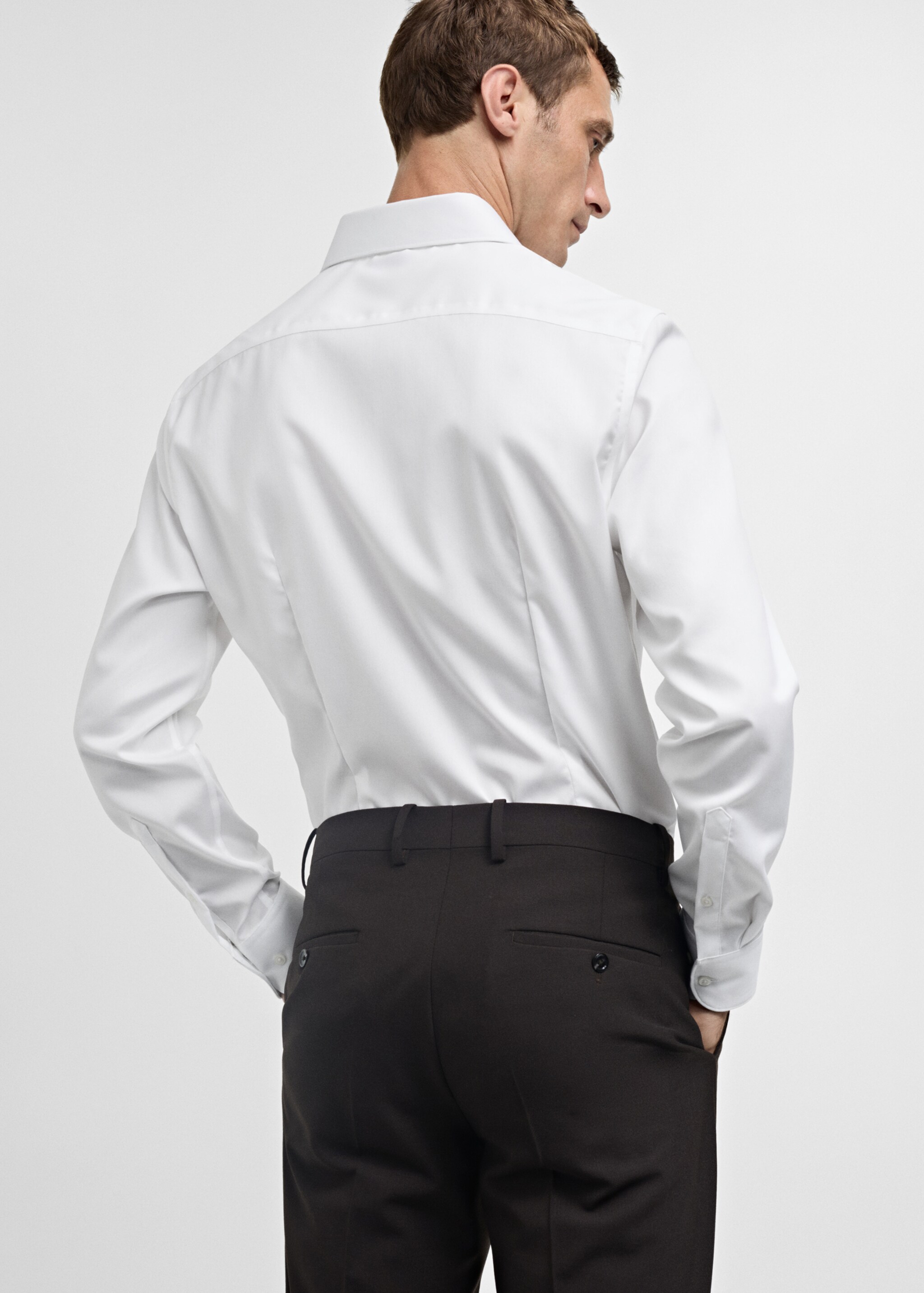 Košile slim fit 100% bavlna - Zadní strana zboží, Bílá. Ref: 77095968-00.