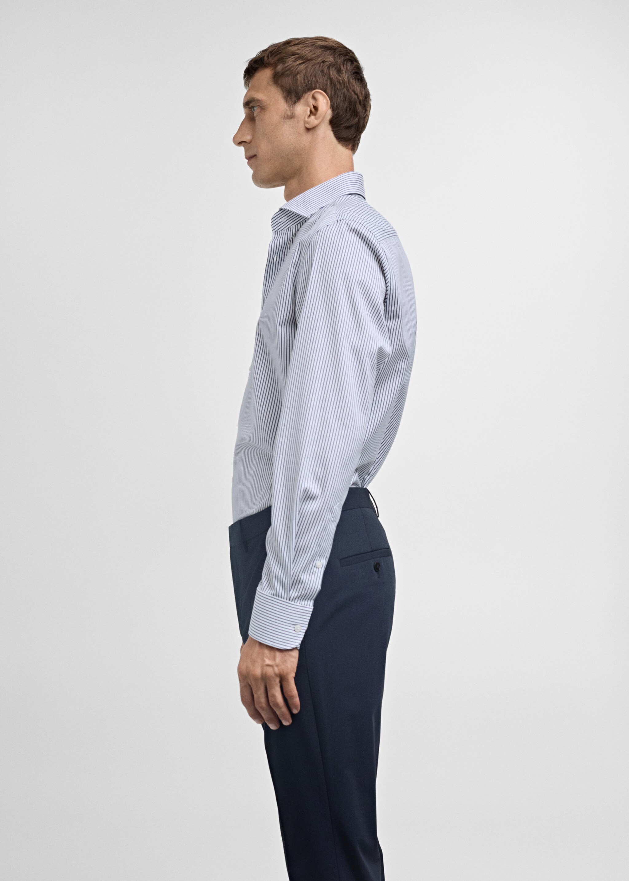 Košile slim fit 100% bavlna - Detail zboží 2, Námořnická modrá. Ref: 77095968-00.