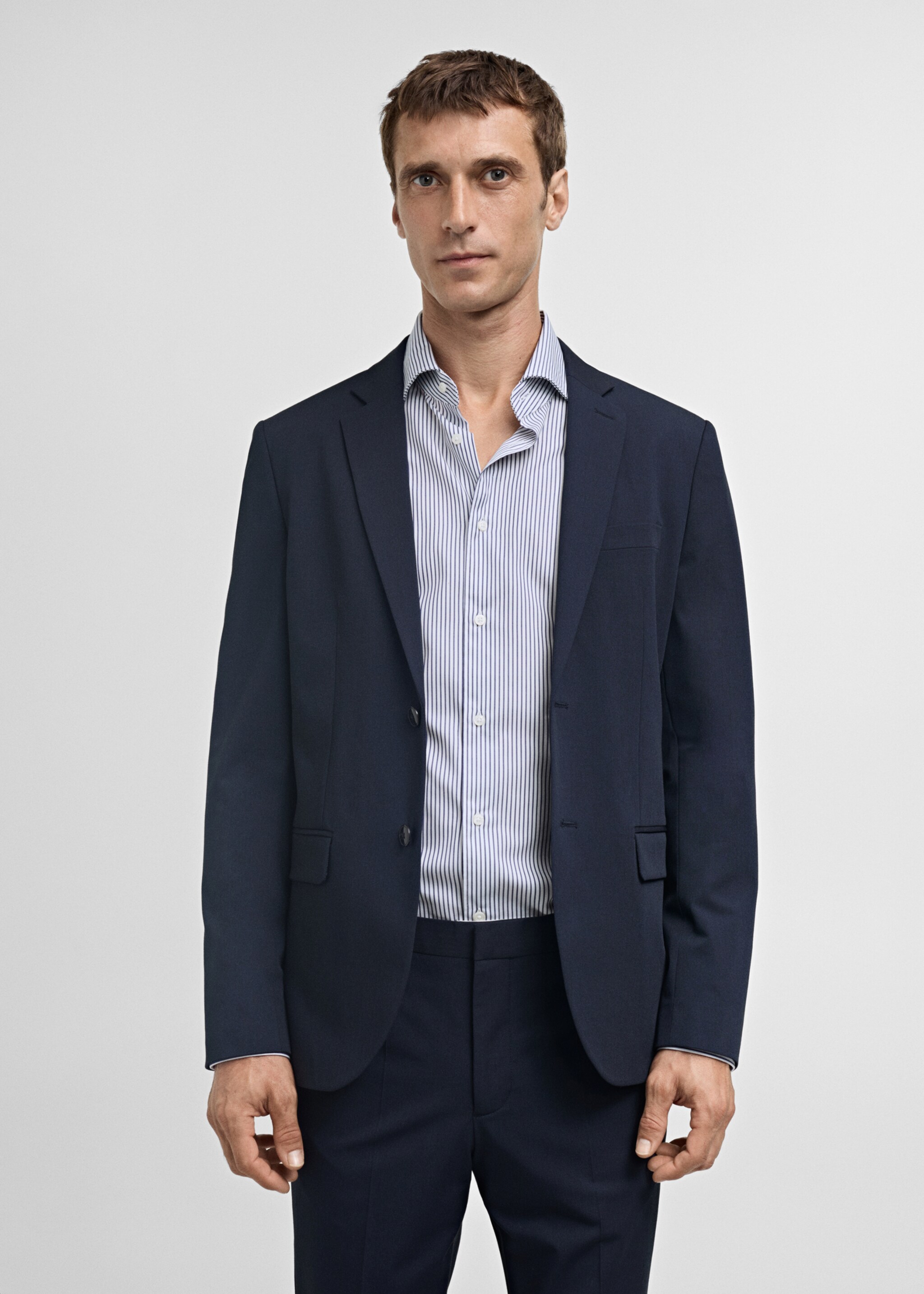 Košile slim fit 100% bavlna - Detail zboží 6, Námořnická modrá. Ref: 77095968-00.