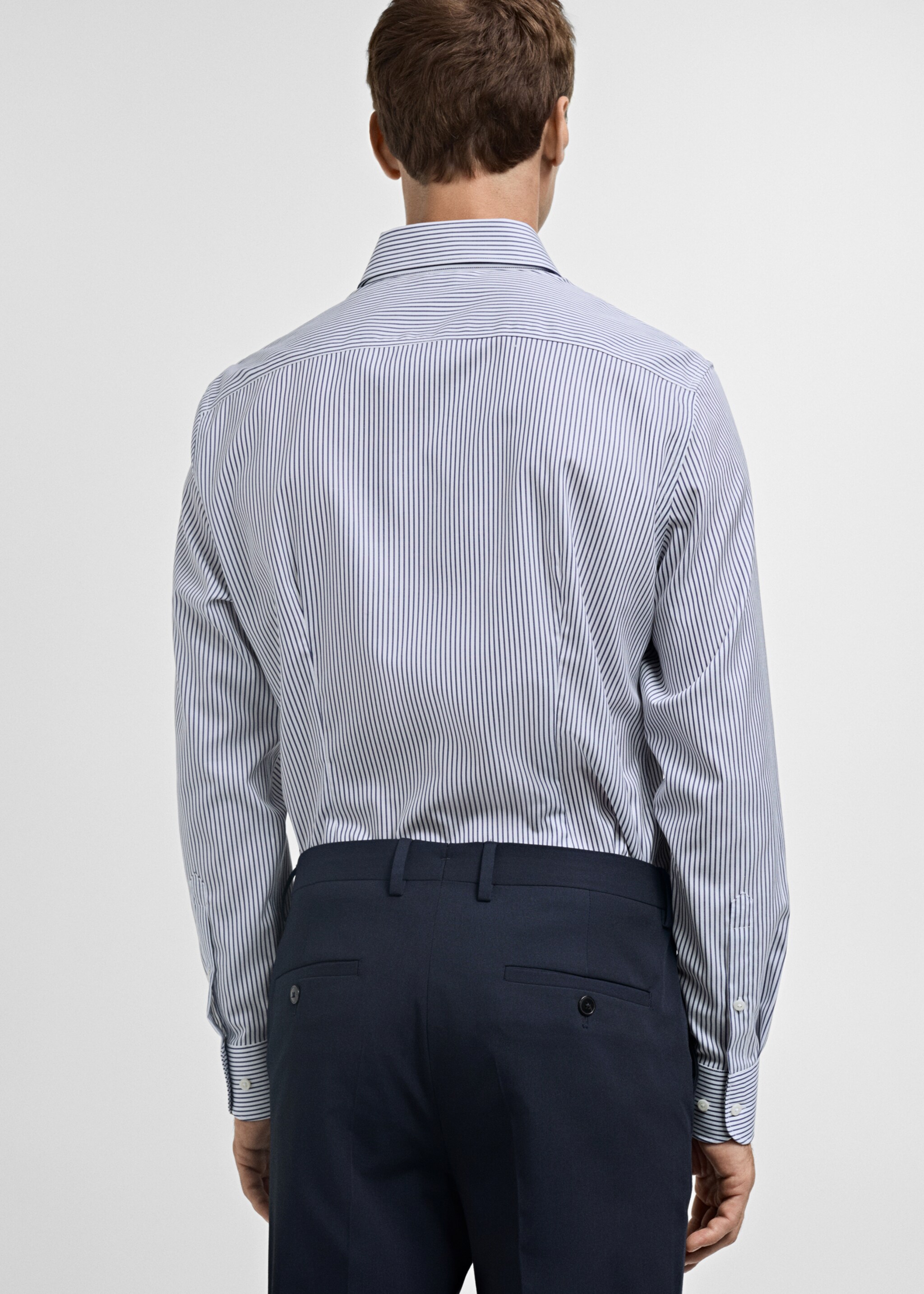 Košile slim fit 100% bavlna - Zadní strana zboží, Námořnická modrá. Ref: 77095968-00.