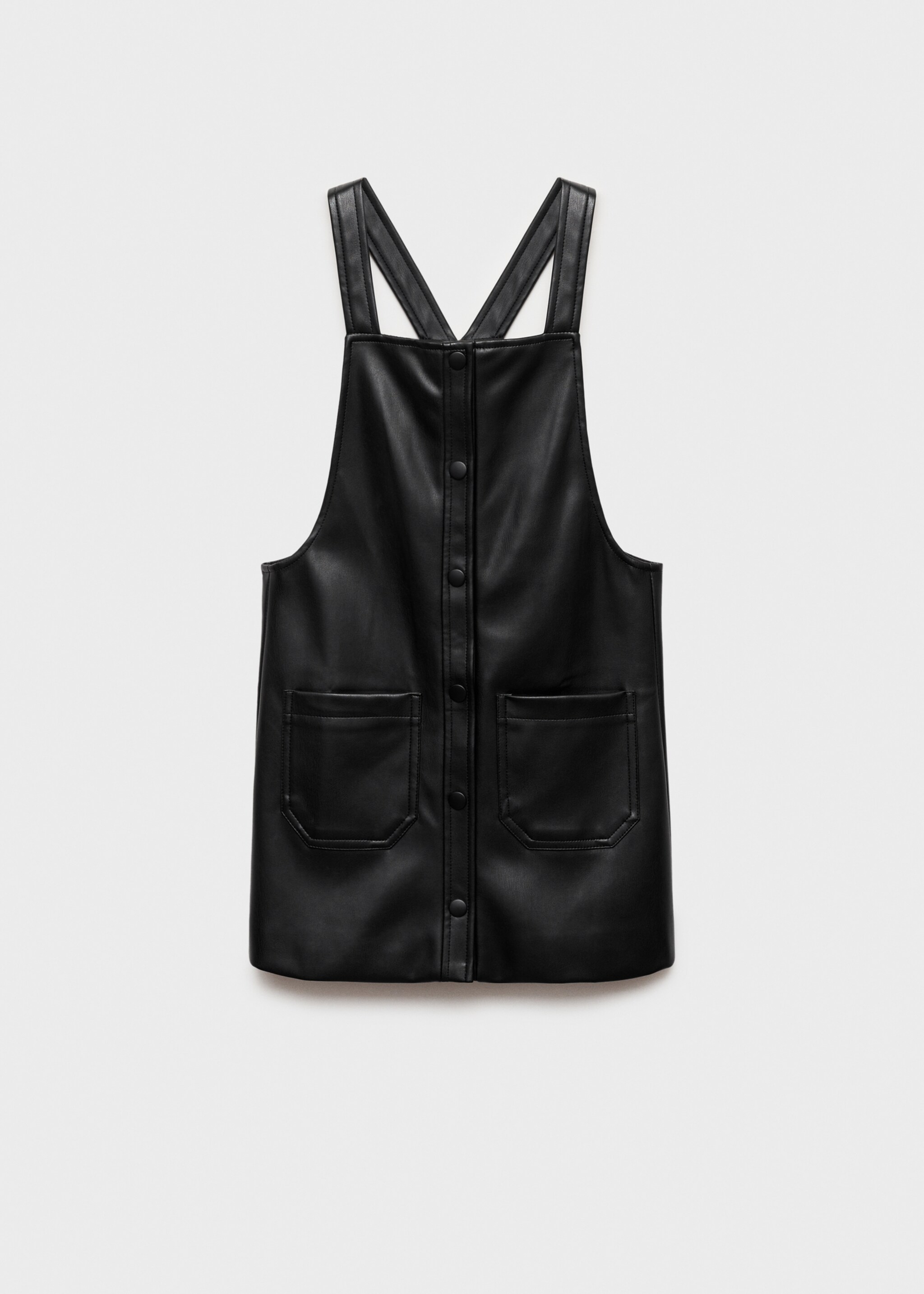 Leather-effect pinafore dress - Article without model, Black. Ref: 77095970-00.