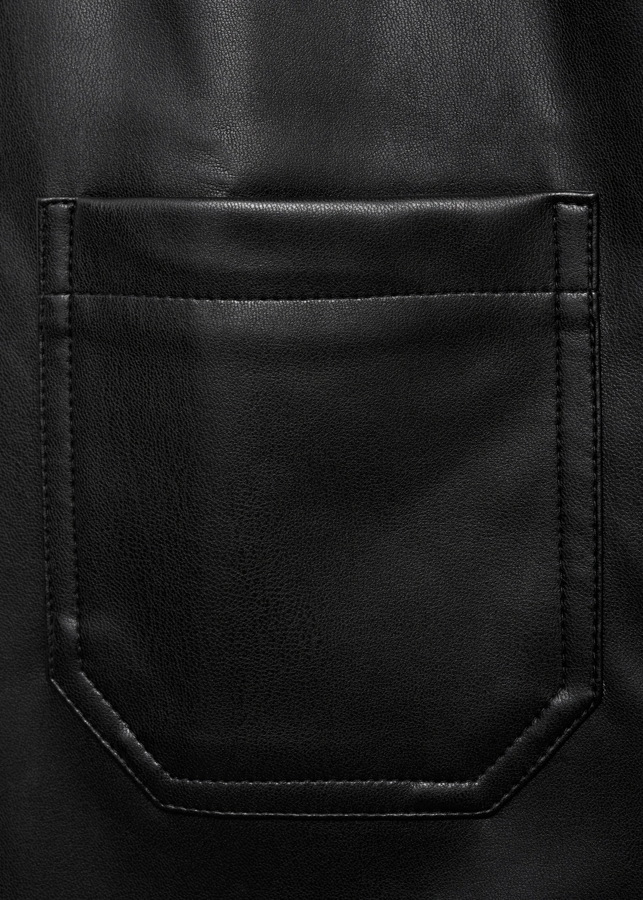 Leather-effect pinafore dress - Details of the article 8, Black. Ref: 77095970-00.