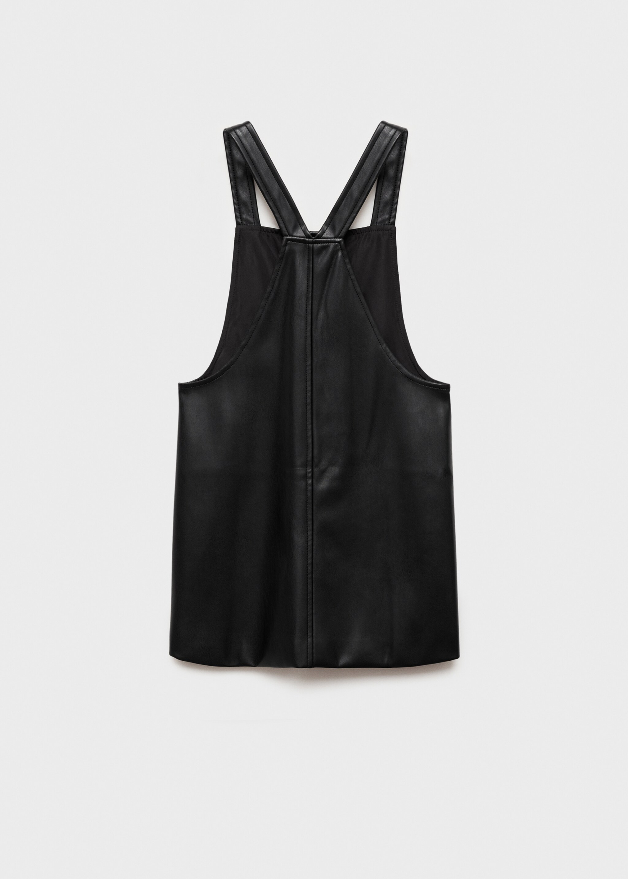 Leather-effect pinafore dress - Reverse of the article, Black. Ref: 77095970-00.