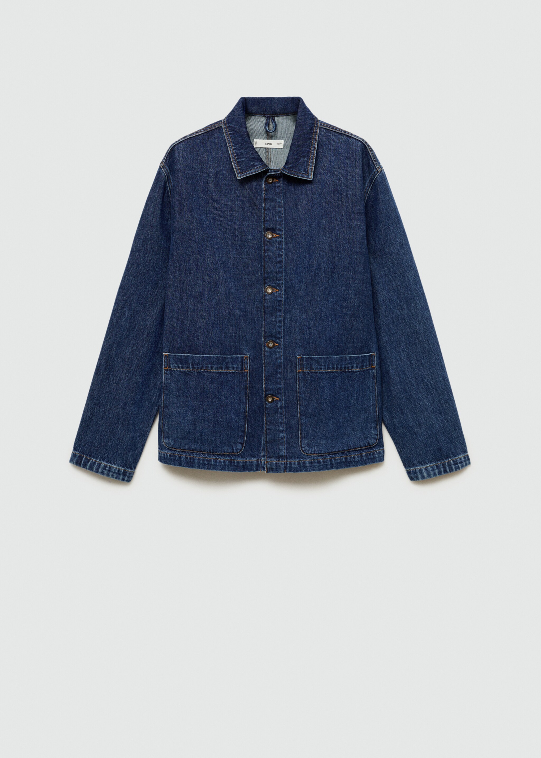 Relaxed-fit denim overshirt - Article without model, Dark Blue. Ref: 77095971-00.
