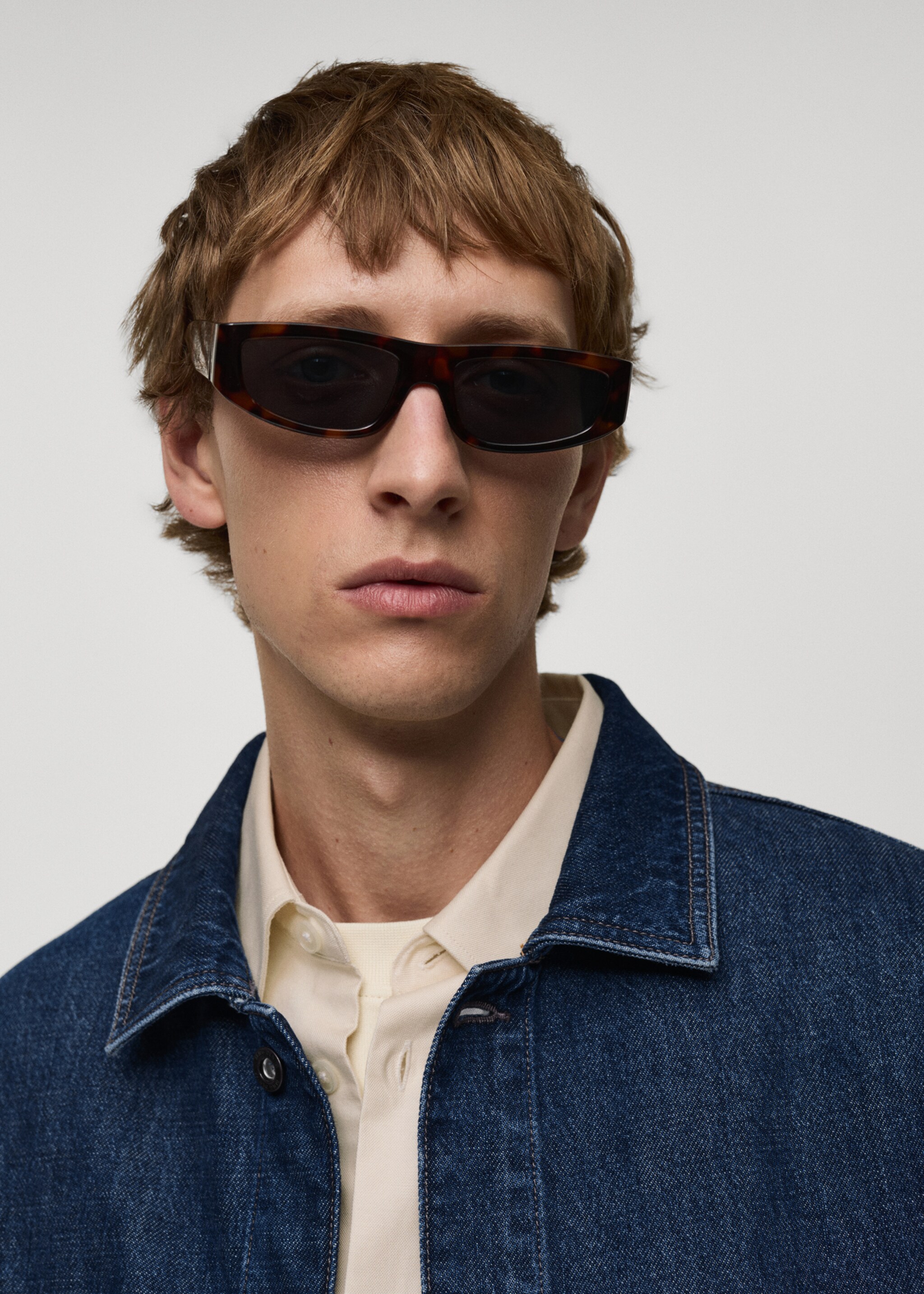 Relaxed-fit denim overshirt - Details of the article 1, Dark Blue. Ref: 77095971-00.