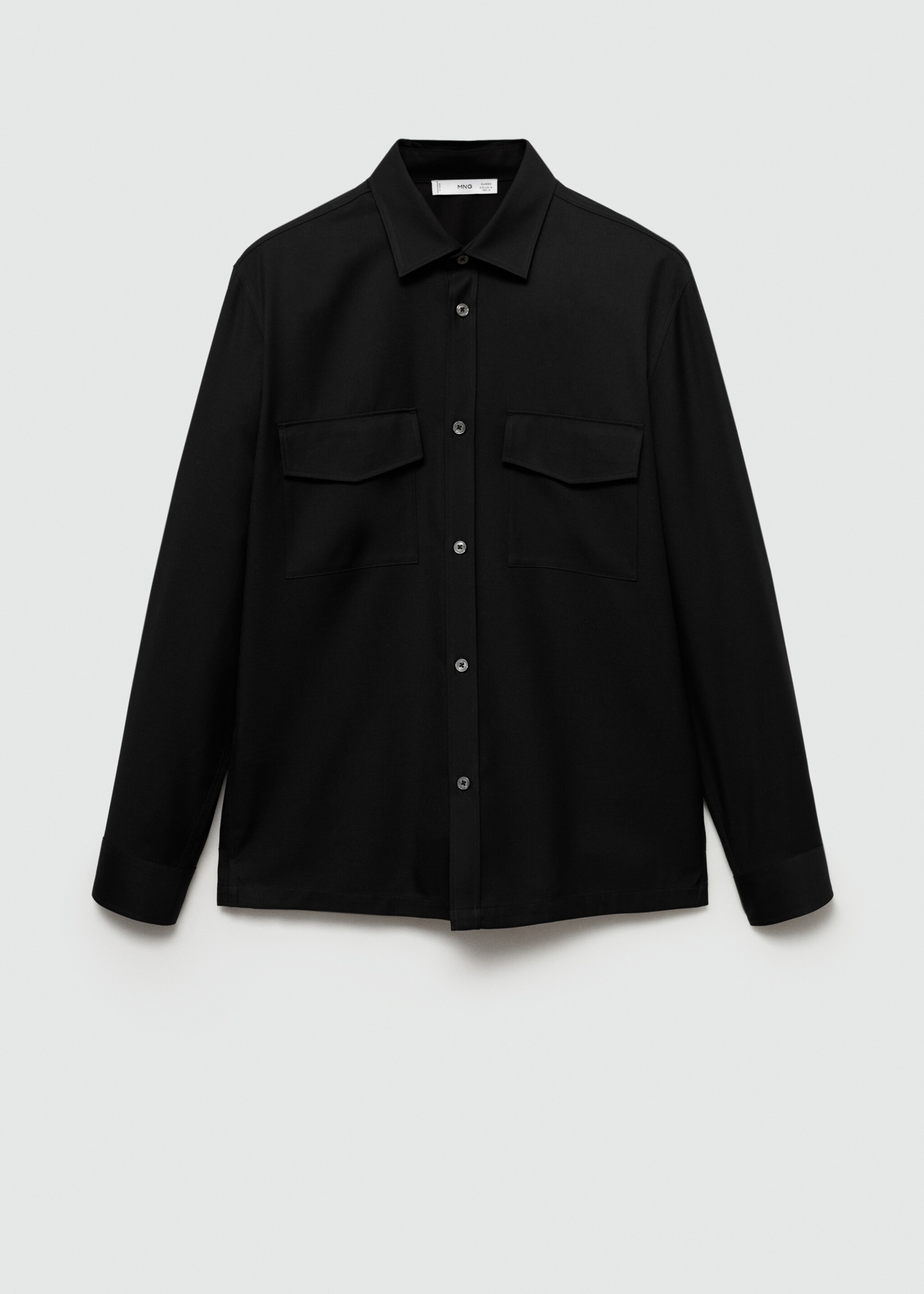 Regular fit pockets overshirt - Article without model, Black. Ref: 77095973-00.