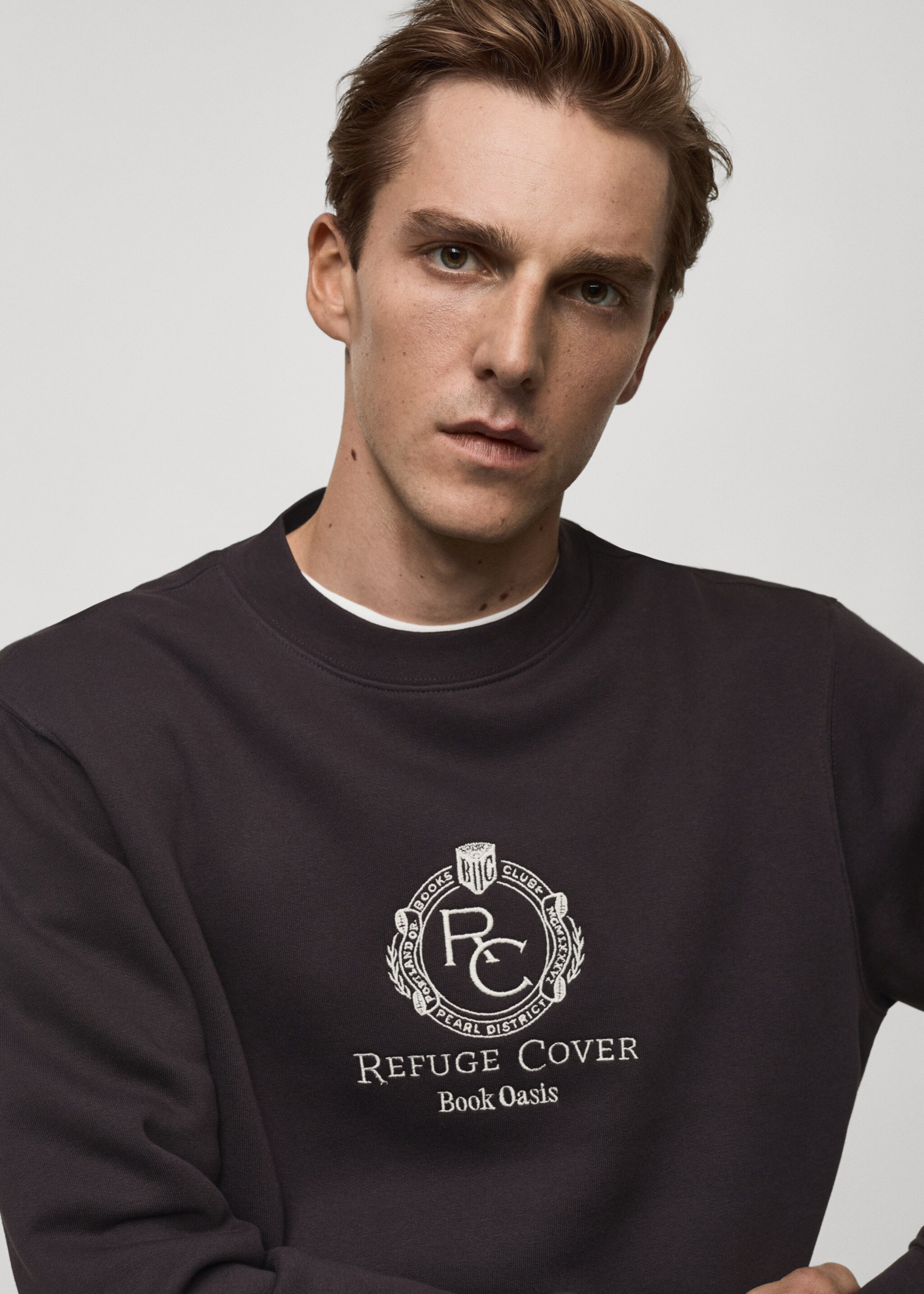 Sudadera 100% algodón detalle bordado - Detalle del artículo 1, Morado. Ref: 77095974-00.